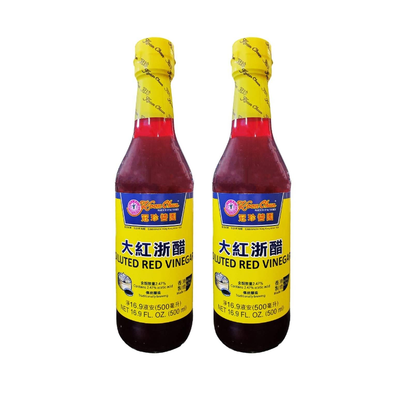 Koon Chun Diluted Red Vinegar (2 Pack, Total of 1000mL)