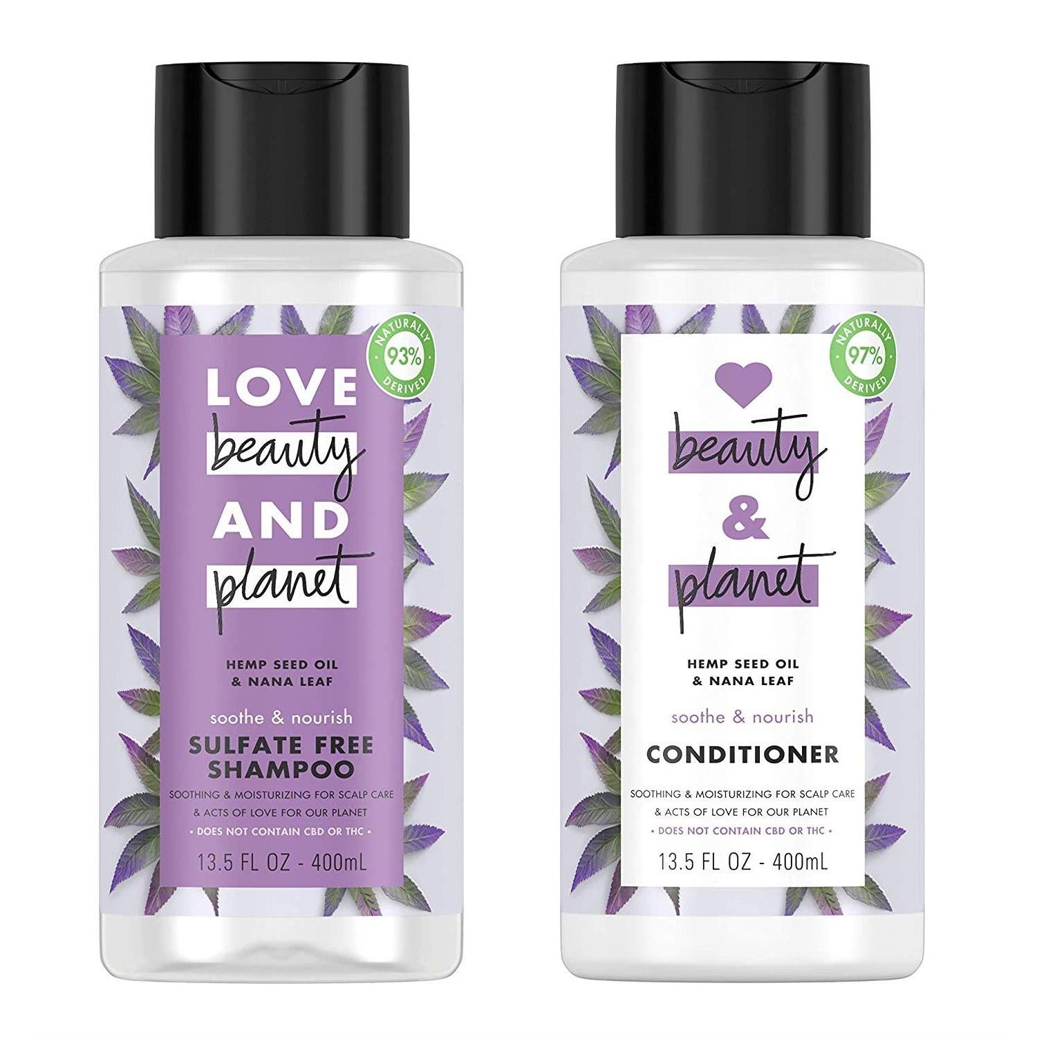 Love Beauty & Planet Hair Shampoo and Conditioner Set, Hemp Seed Oil and Nana Leaf (13.5 oz each)