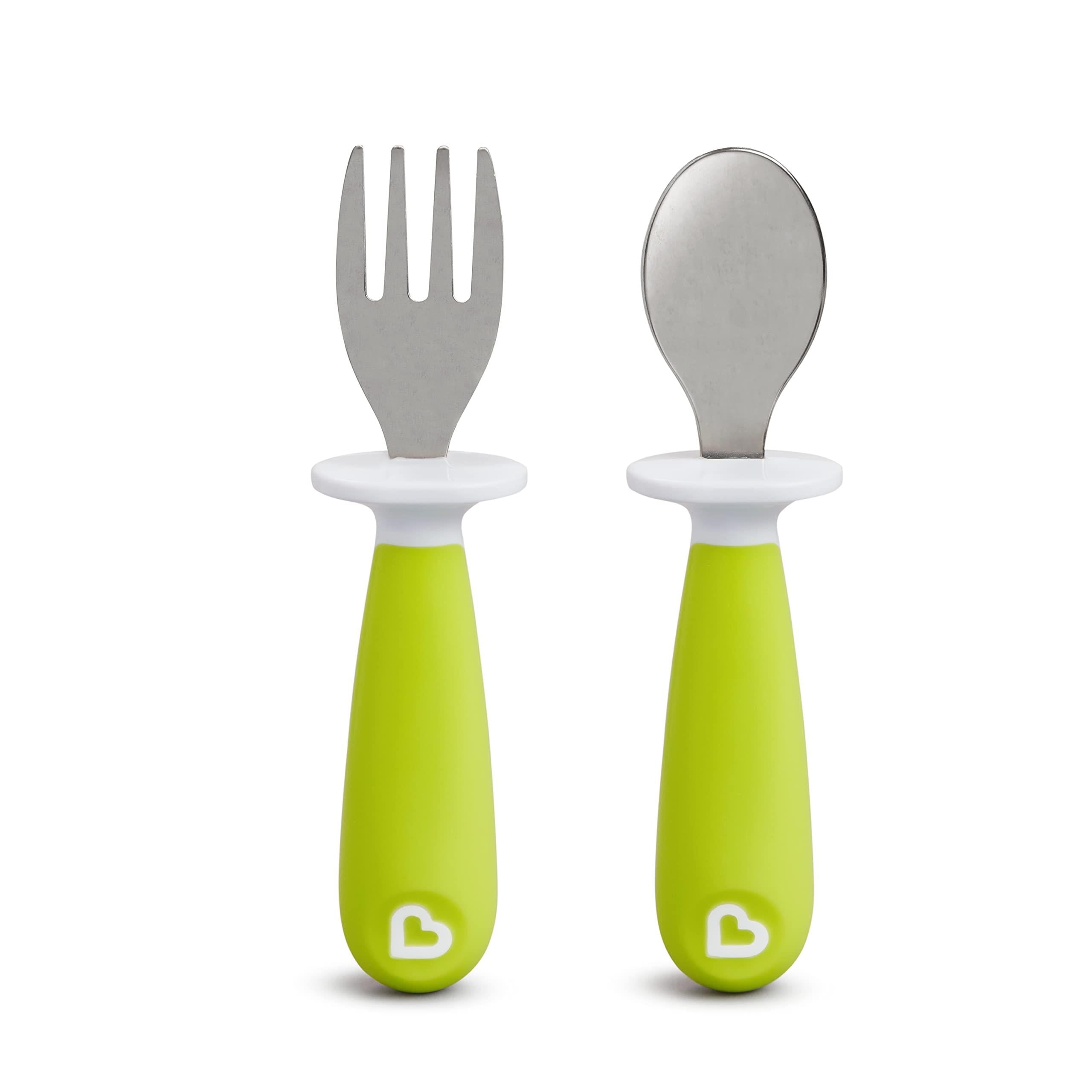 Munchkin Raise Toddler Fork & Spoon Set, Green