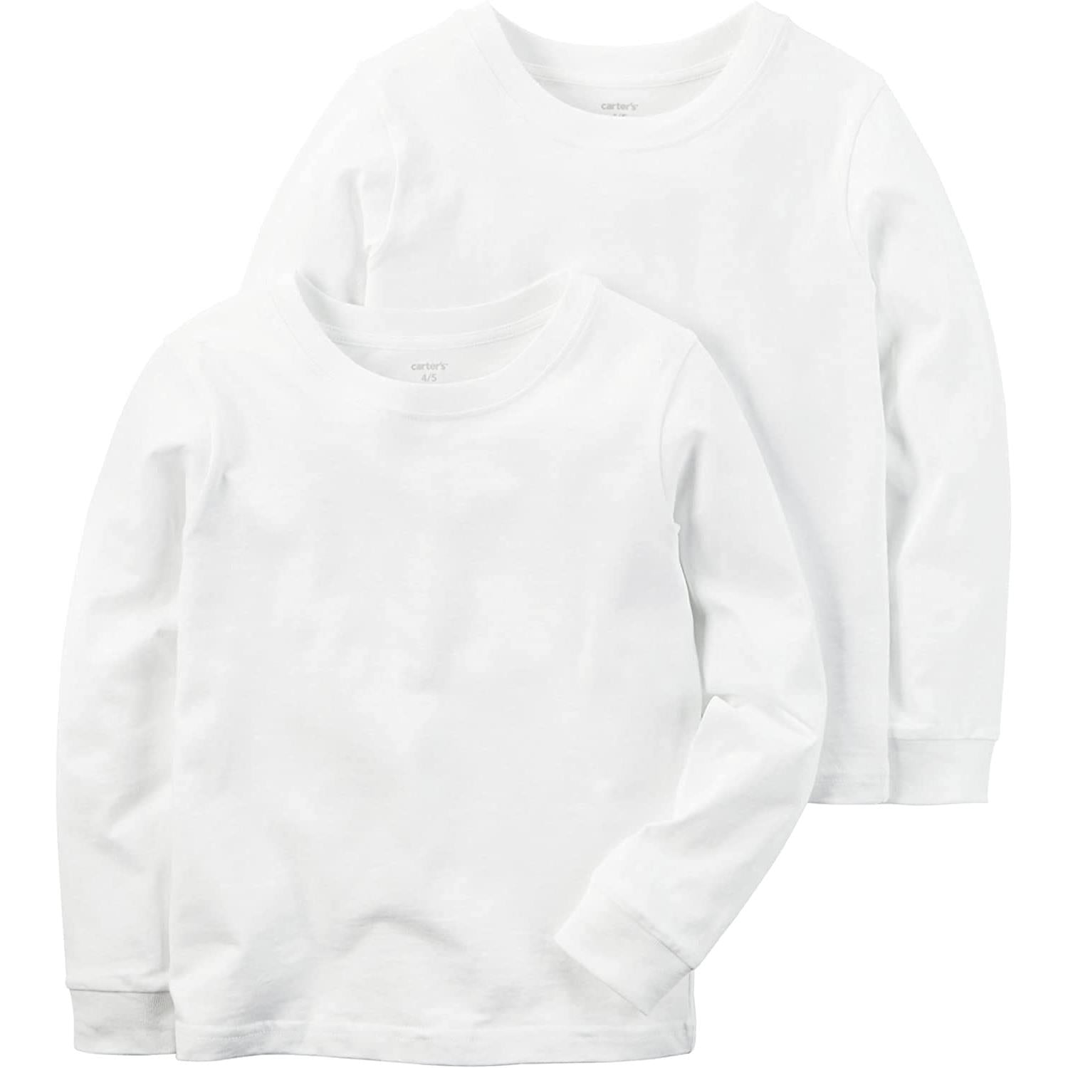 Carter's Little Boys' Long Sleeve 2-Pack Cotton Undershirts (White, 10/12)
