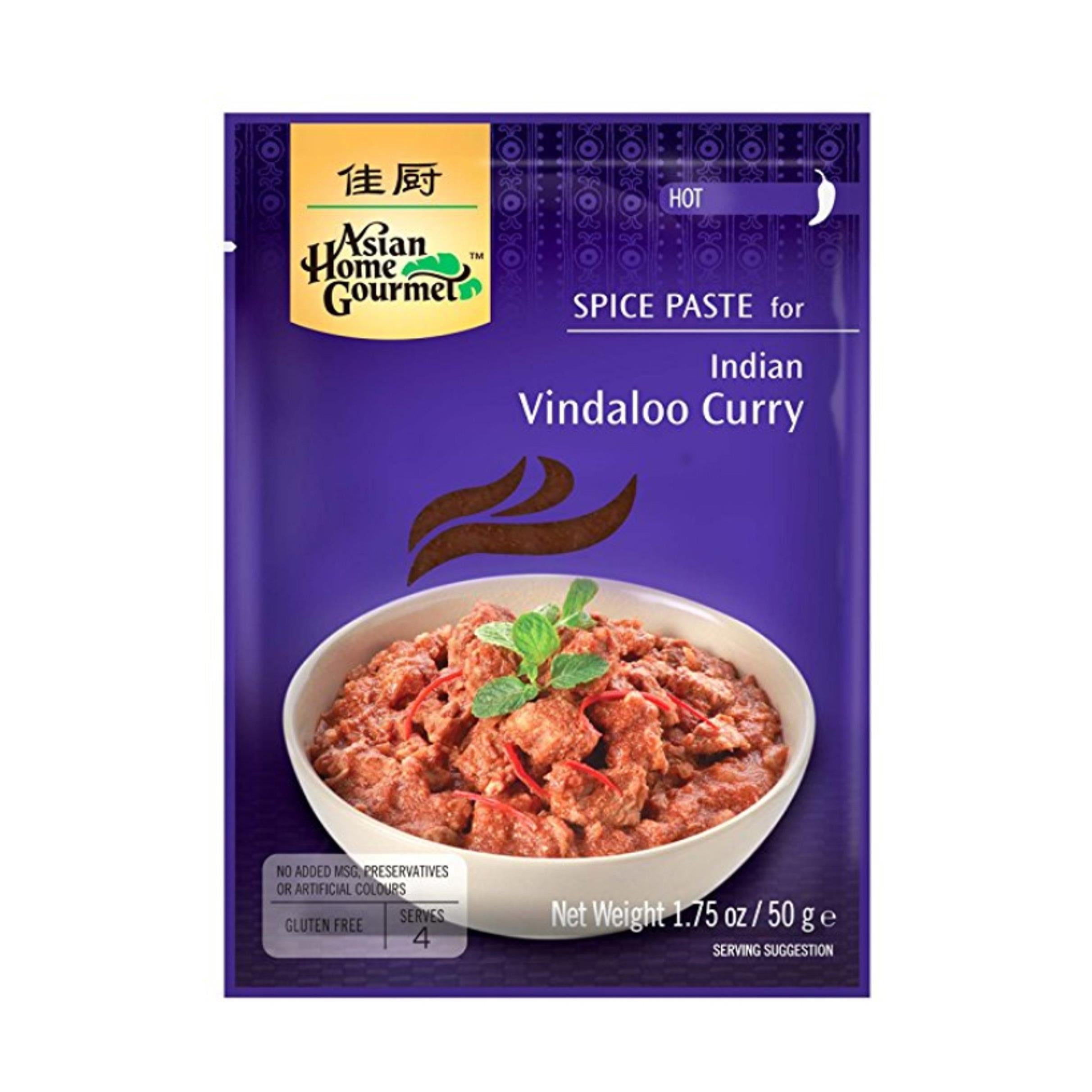 Asian Home Gourmet Spice Paste for Indian Vindaloo Curry, 1.75 oz, 3 packs