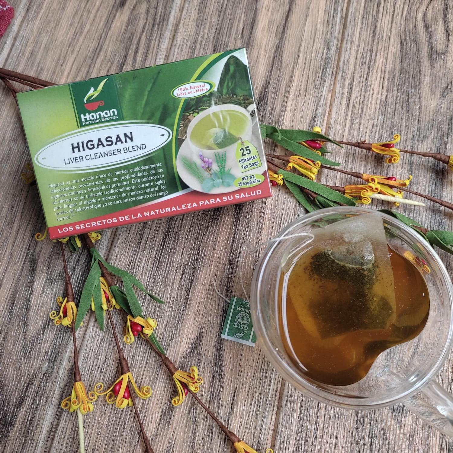 Hanan Peruvian Secrets Higasan Herbal Tea | 100% Natural Liver Cleanser | 25 Tea Bags | Naturally Aids in Cleansing the Liver and Maintaining Healthy Cholesterol Levels