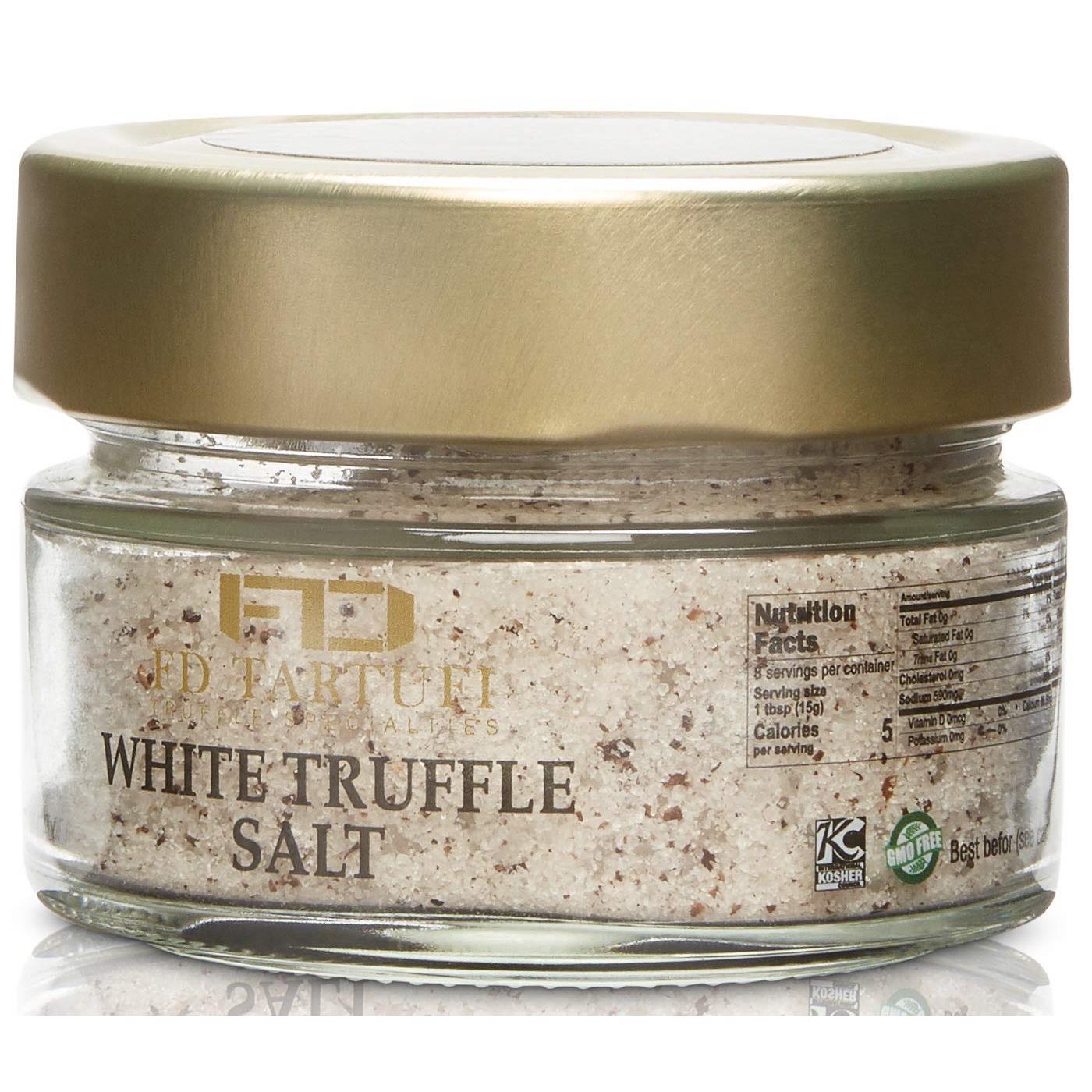 FD TARTUFI White Truffle Salt 120g (4.23oz), Coarse and Fine Natural Sea Salt | non gmo | Made in Italy | kosher | truffles