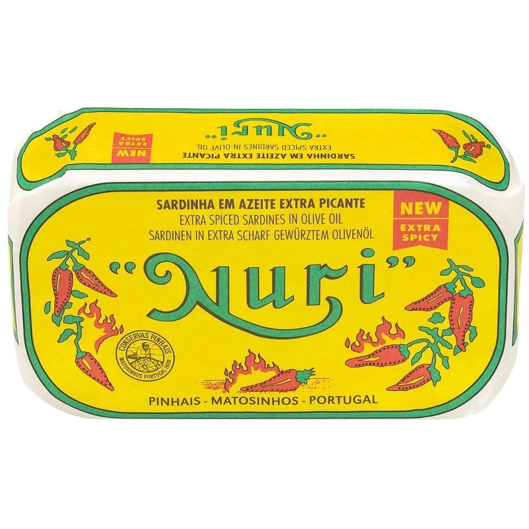 NURI Portuguese Sardines in Extra Spiced Olive Oil - 4 Pack - (4.4 oz cans)