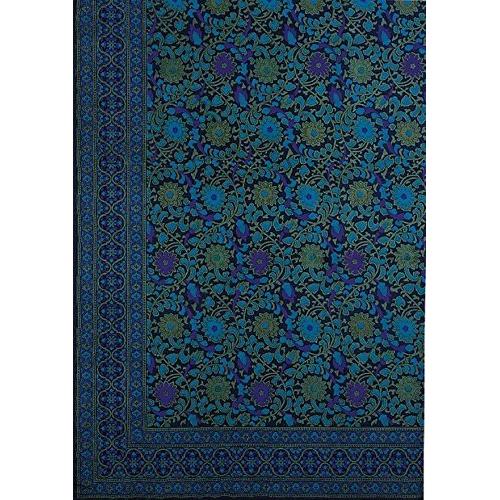 India Arts Handmade 100% Cotton Sunflower Tapestry Bedspread Coverlet Bed Sheet Beach Sheet Dorm Decor Large Tablecloth Navy Blue King Size 110x110