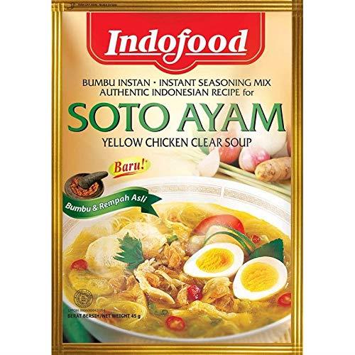 Indofood Soto Ayam, Yellow Chicken Clear Soup, Indonesian Instant Spice, 1.6oz, Pack of 3