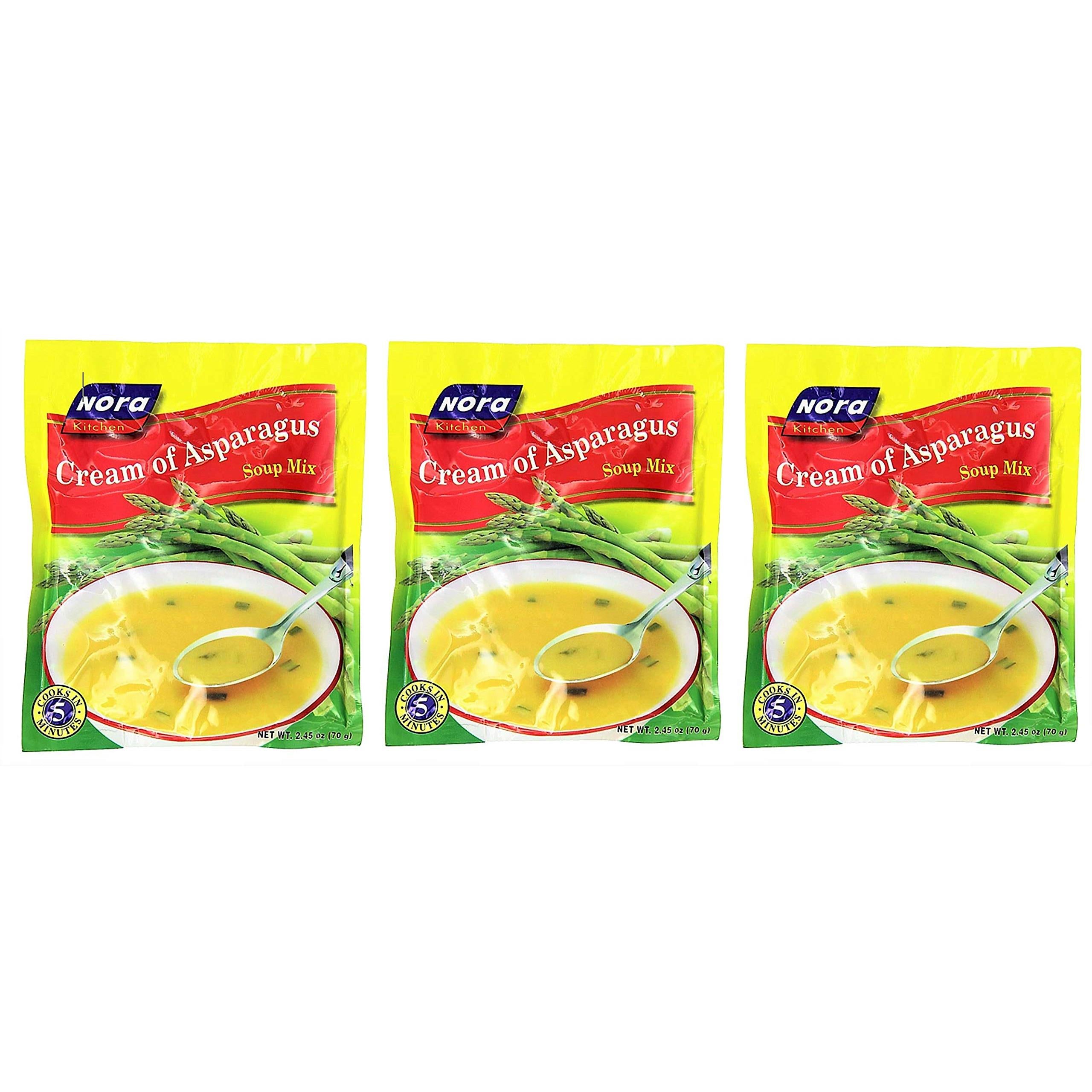 Nora Kitchen Cream of Asparagus Soup Mix 2.45oz (70g), 3 Pack