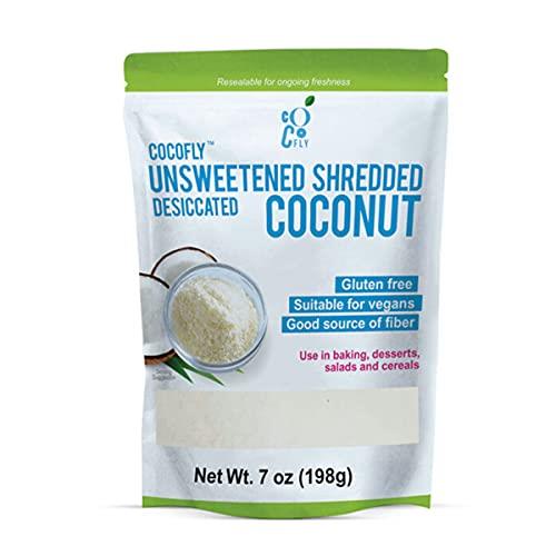COCOFLY Fresh Organic Shredded (Desiccated) Coconut, Unsweetened, Fine Shredded Coconut Vegan and Gluten Free, For Cooking and Baking