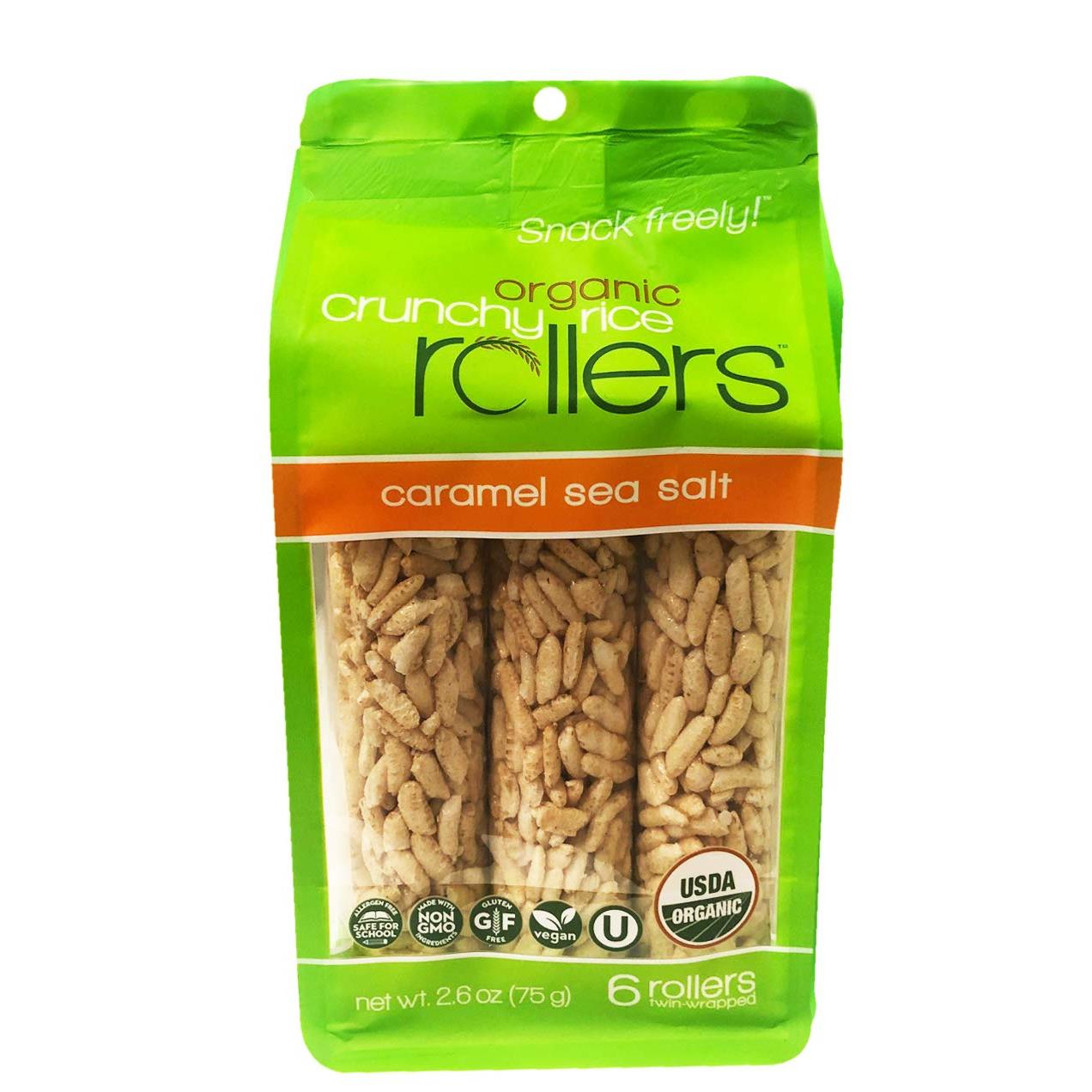 Bamboo USDA Organic Crunchy Brown Rice Rollers New Flavor 1 Pack, 6 Rolls (Caramel Sea Salt)