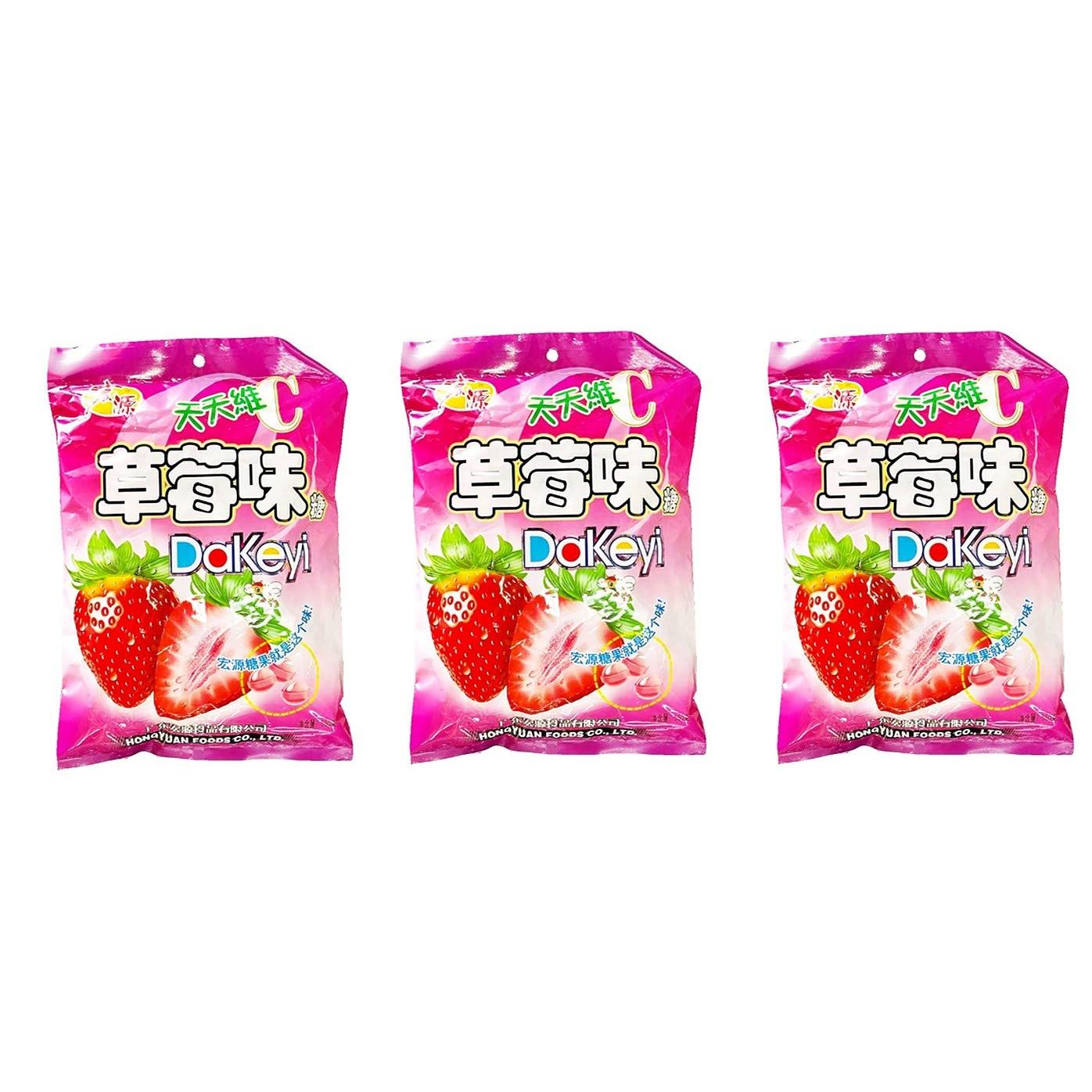 Hongyuan Dakeyi Strawberry Flavoured Hard Candy 350g, 3 Pack