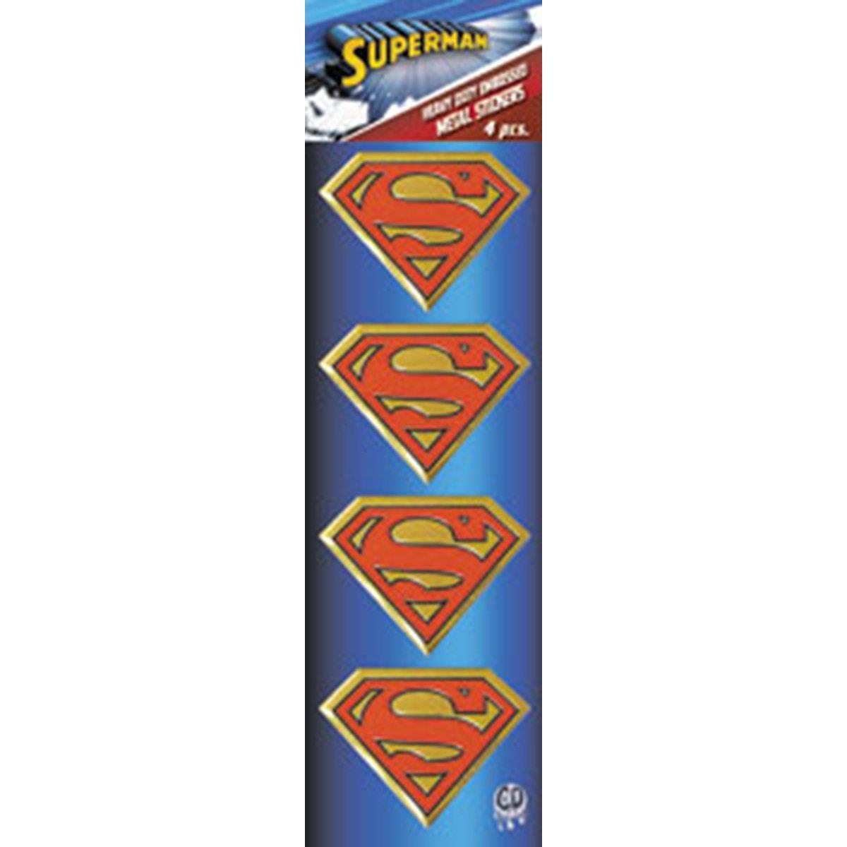 C&D Visionary DC Comics Superman Logo 4 Piece Gold Mini Metal Set Sticker (S-DC-0146-M-S), Multi Color, 2 Inch