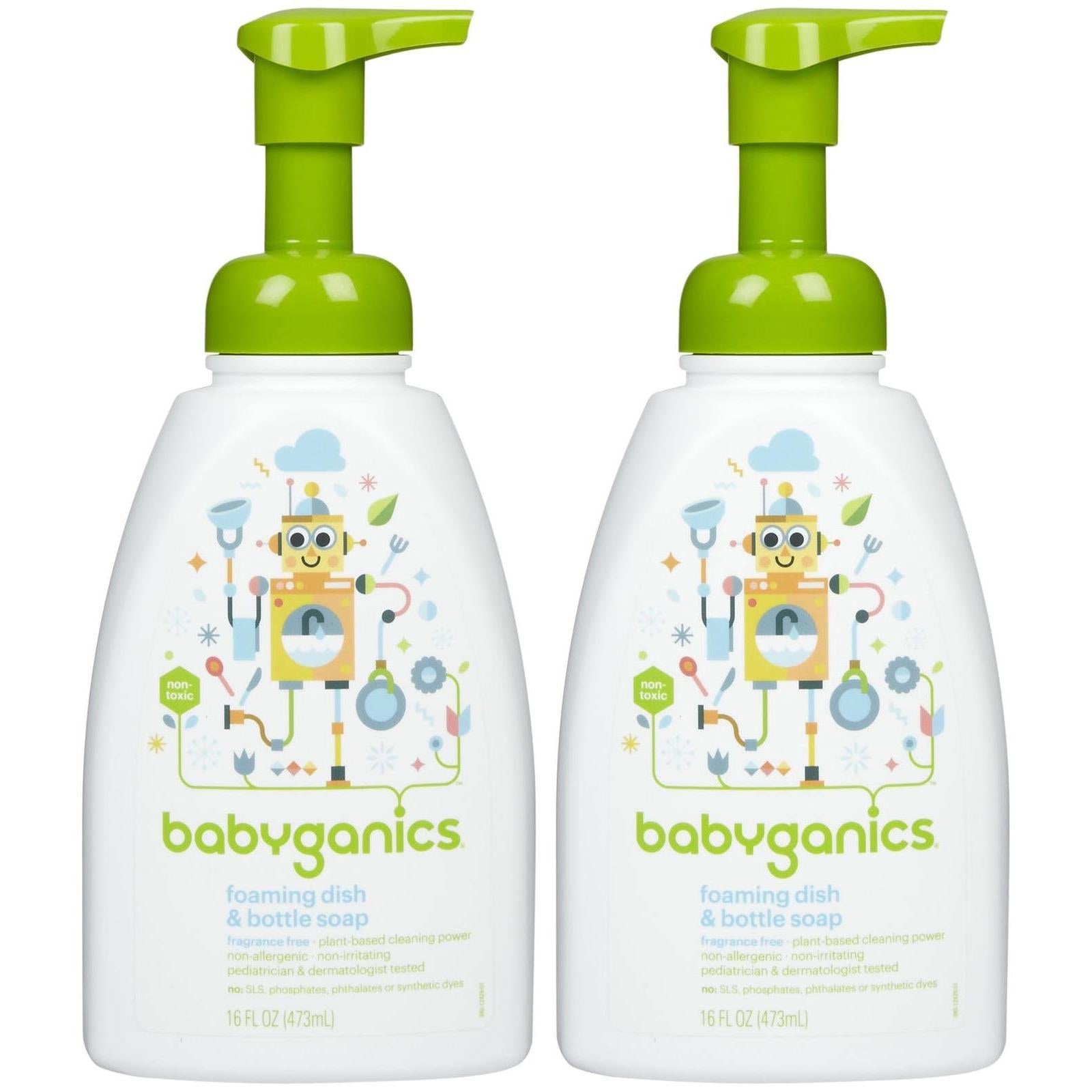 Babyganics Foaming Dish & Bottle Soap - Fragrance Free - 16 oz - 2 pk