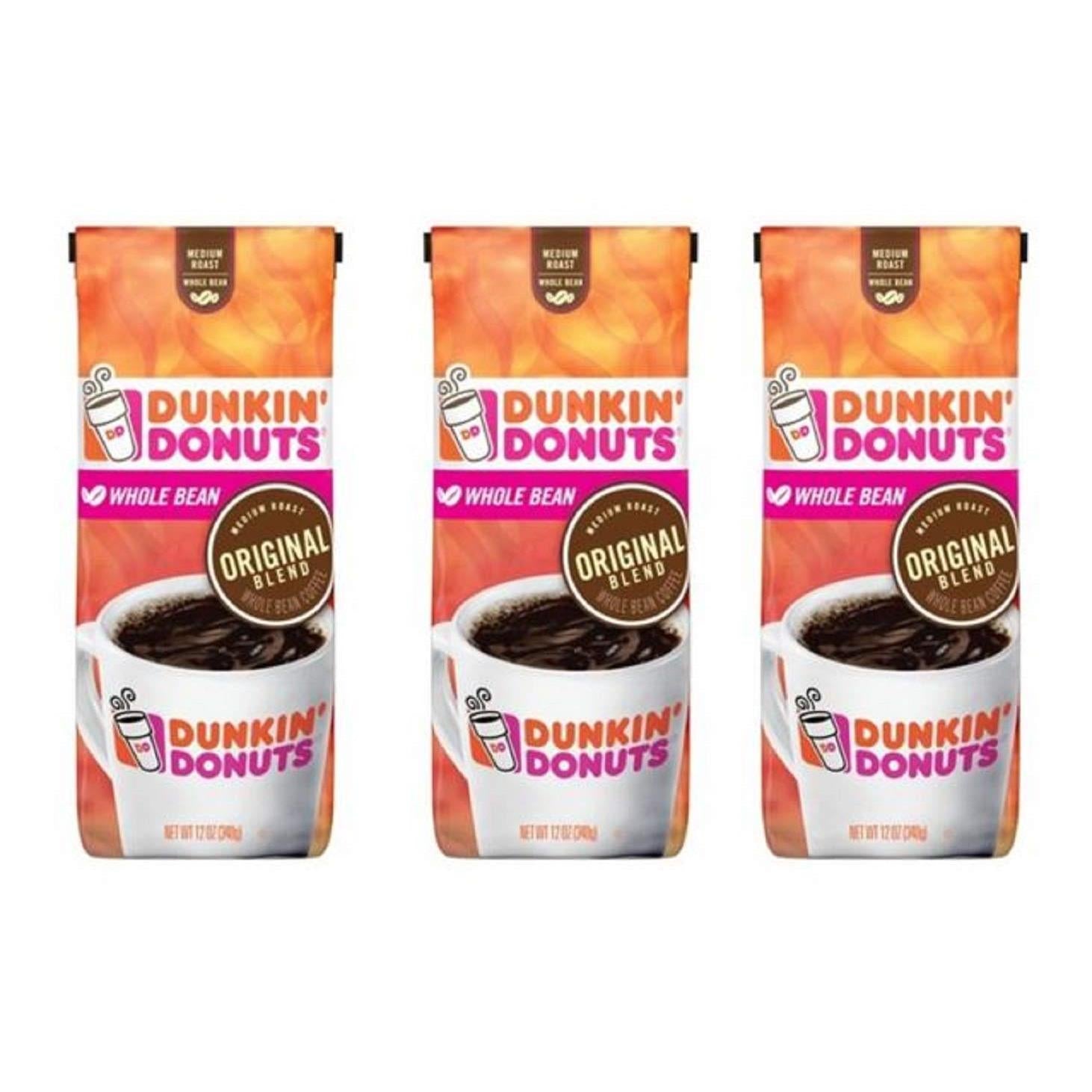 Dunkin' Donuts Original Blend Whole Bean Coffee, 12 oz. (PACK of 3)