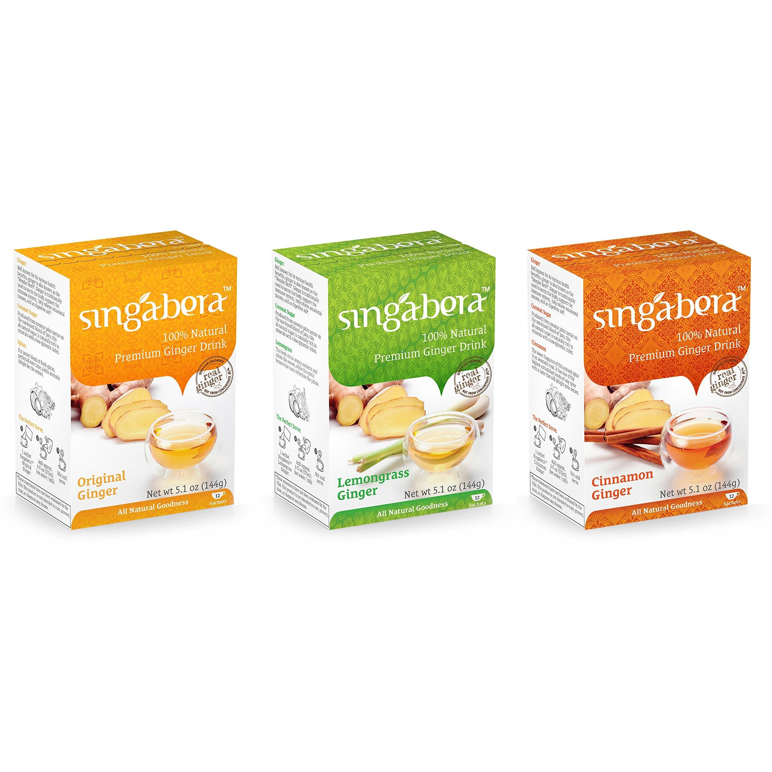 Singabera Ginger Drink 5.1 oz - Variety Pack (Pack of 3)
