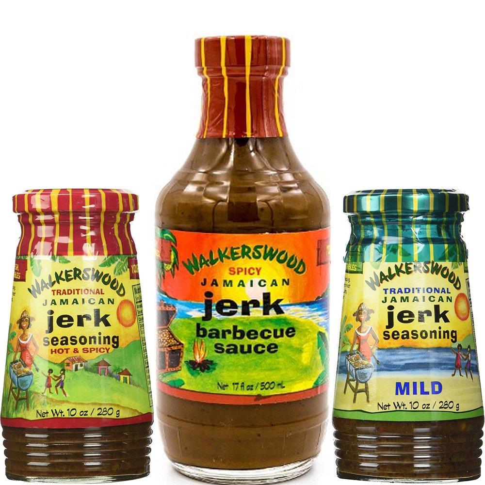 Walkerswood Jamaican Jerk Barbecue Sauce 17 Ounce and Jerk Seasoning 10 Ounce (Pack of 3)