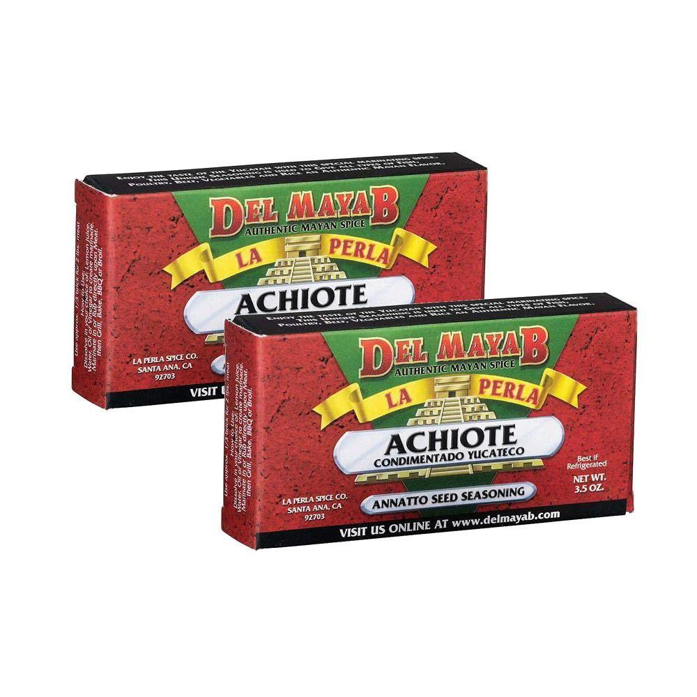 La Perla Red Achiote (Annatto Seed) Paste - Pack of 2 x 3.5 oz (110g) boxes | Premium Quality, Recado Rojo, Classic Mexican Seasoning