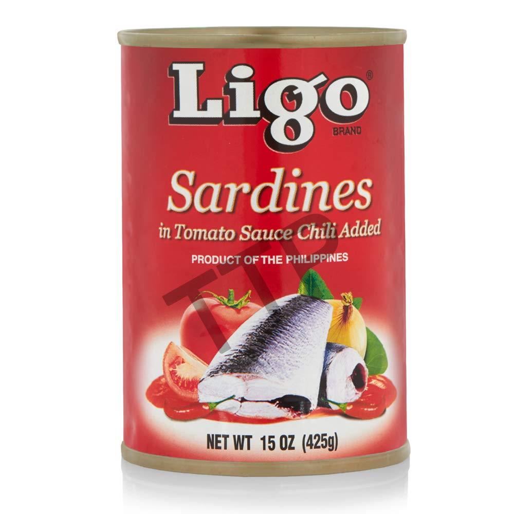 Ligo Sardines in Tomato Sauce with Chili Added (Spicy) - 5.5oz (Pack of 6])