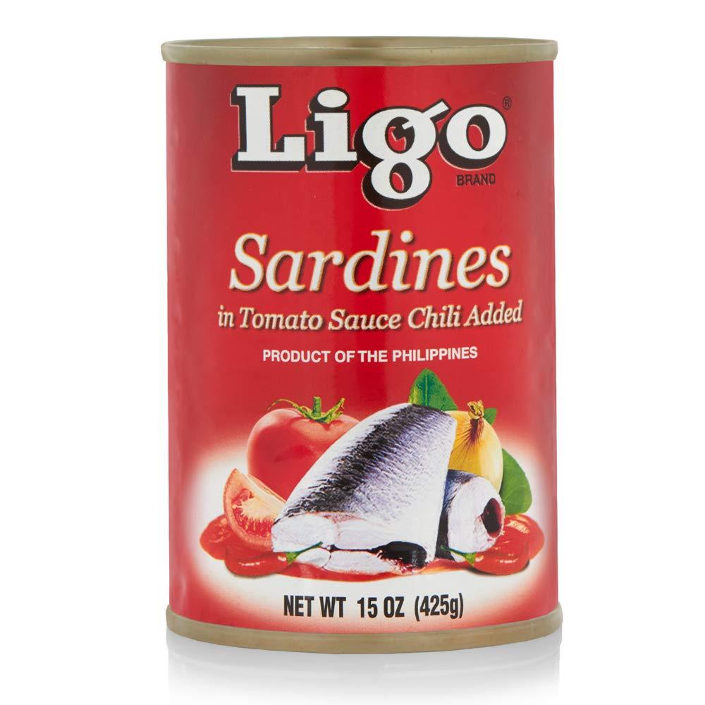 Ligo Sardines in Tomato Sauce with Chili Added (Spicy) - 5.5oz (Pack of 6])