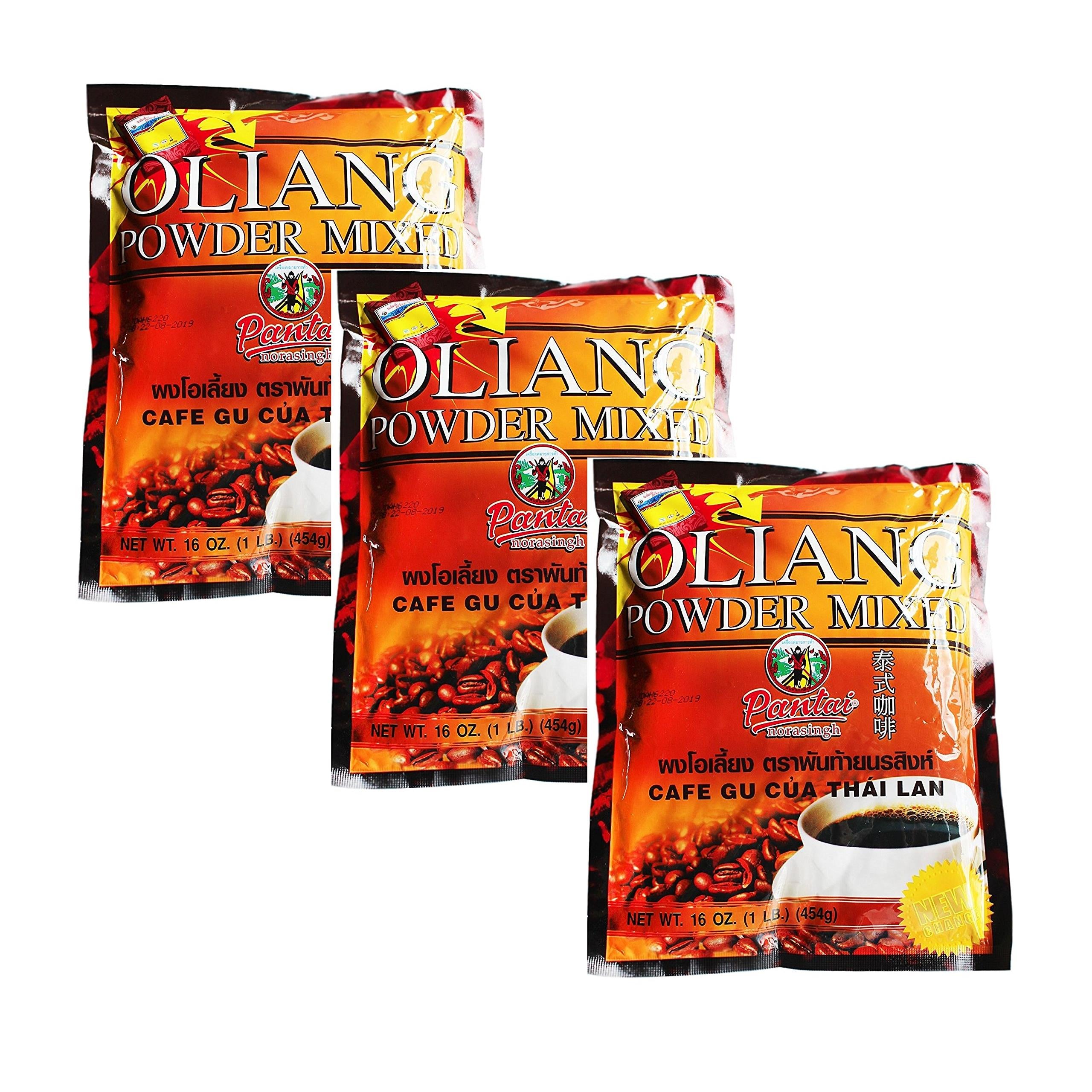 Best Thai Oliang Coffee Powder Mix Pantai (Pantainorasingh) Brand 1lb Bag (16 oz /454 g) (Three 1 Lb Bags)