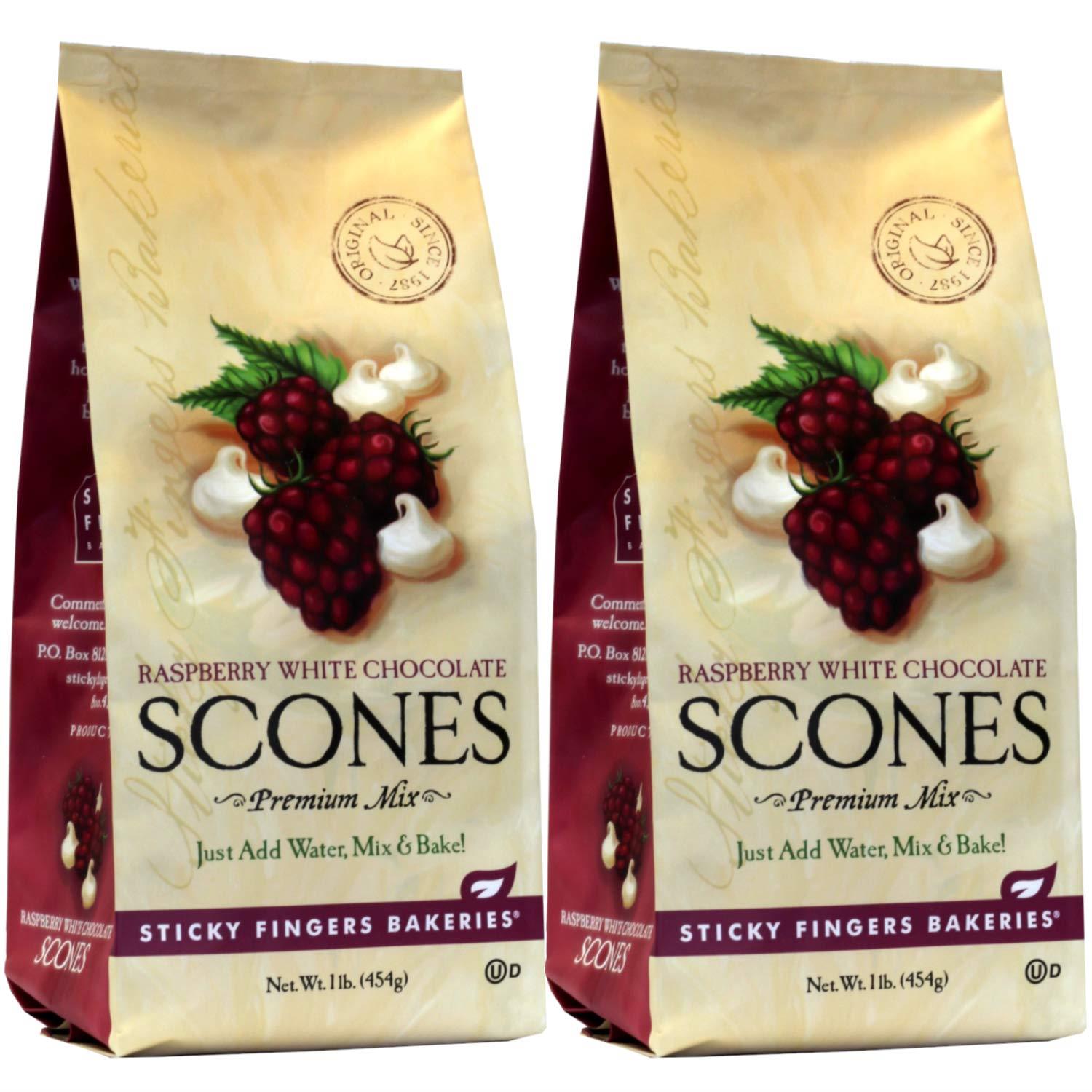 English Scone Mix, Raspberry White Chocolate by Sticky Fingers Bakeries – Easy to Make English Scones Fresh Baked, Makes 12 Scones (2pk)