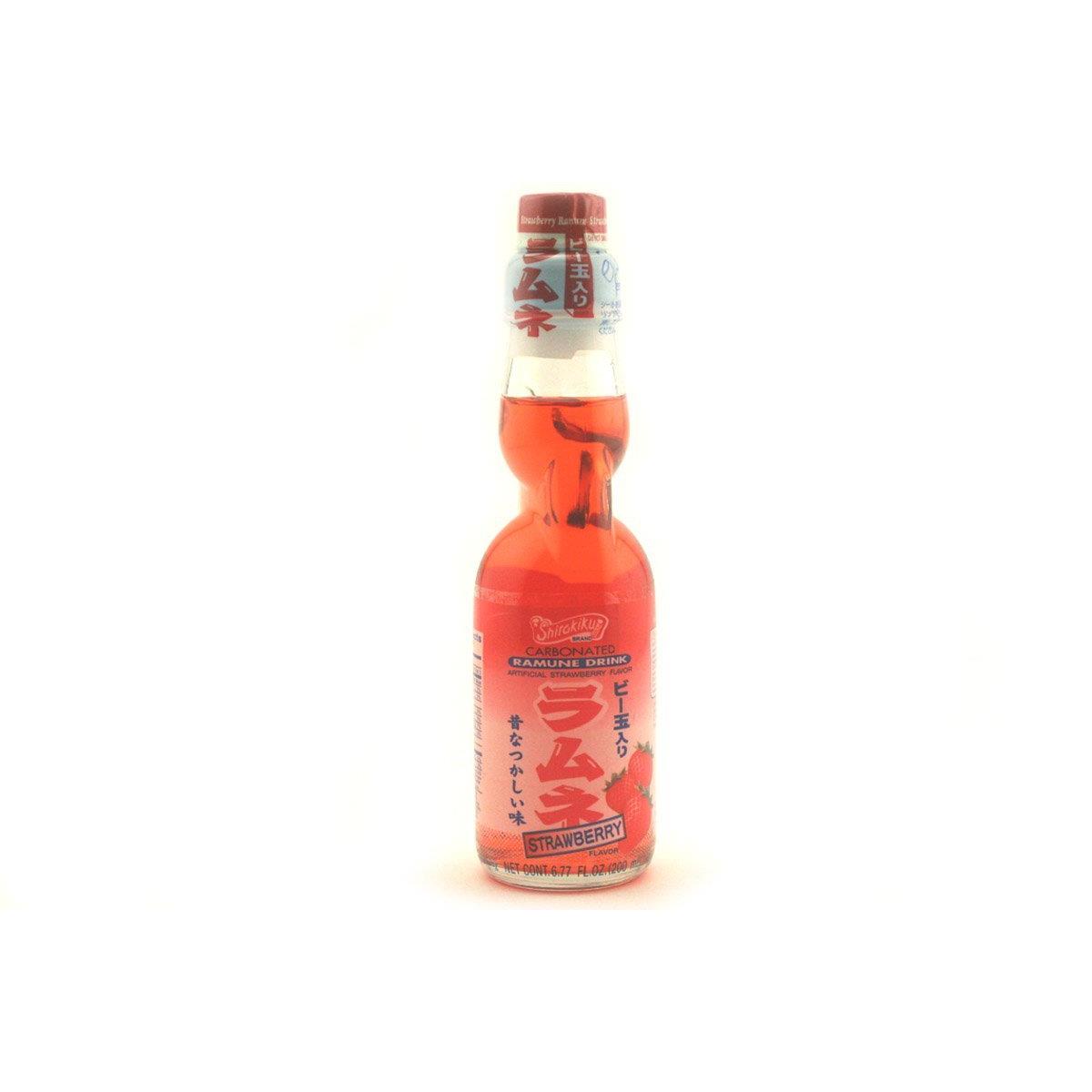Shirakiku Ramune Carbonated Soft Drink Soda 200 ml - Strawberry (200 ml)