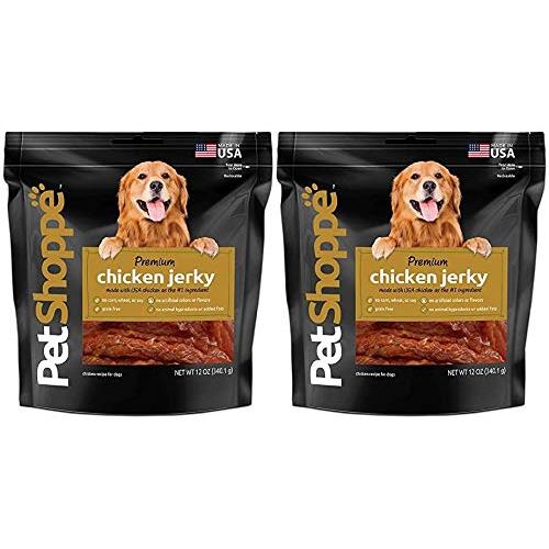 PetShoppe Premium Chicken Jerky Dog Treats Made in USA Only All Natural - No Fillers, Additives or Preservatives (2 - 12 oz)