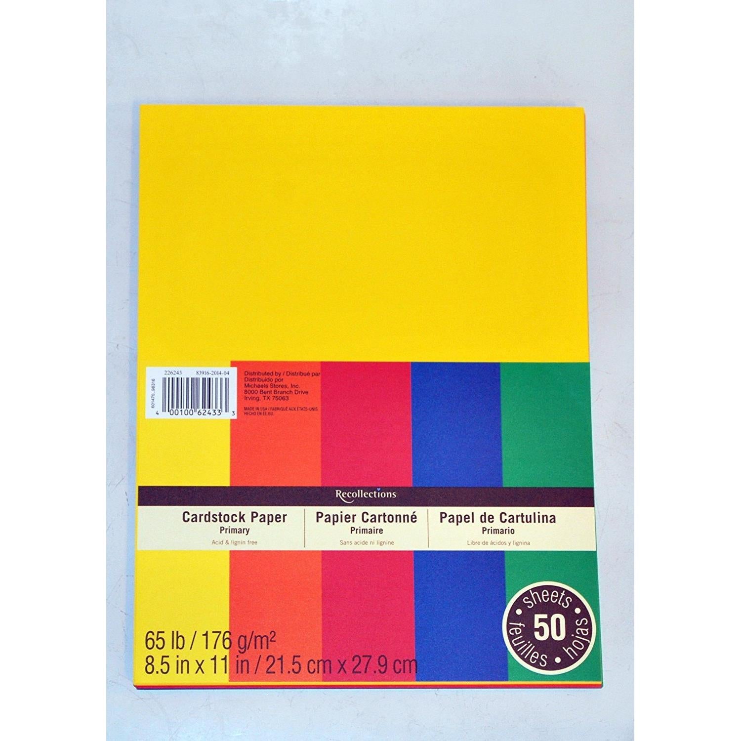 Recollections Cardstock Paper, 8 1/2 X 11 Primary Colors - 50 Sheets (Value 2-pack)