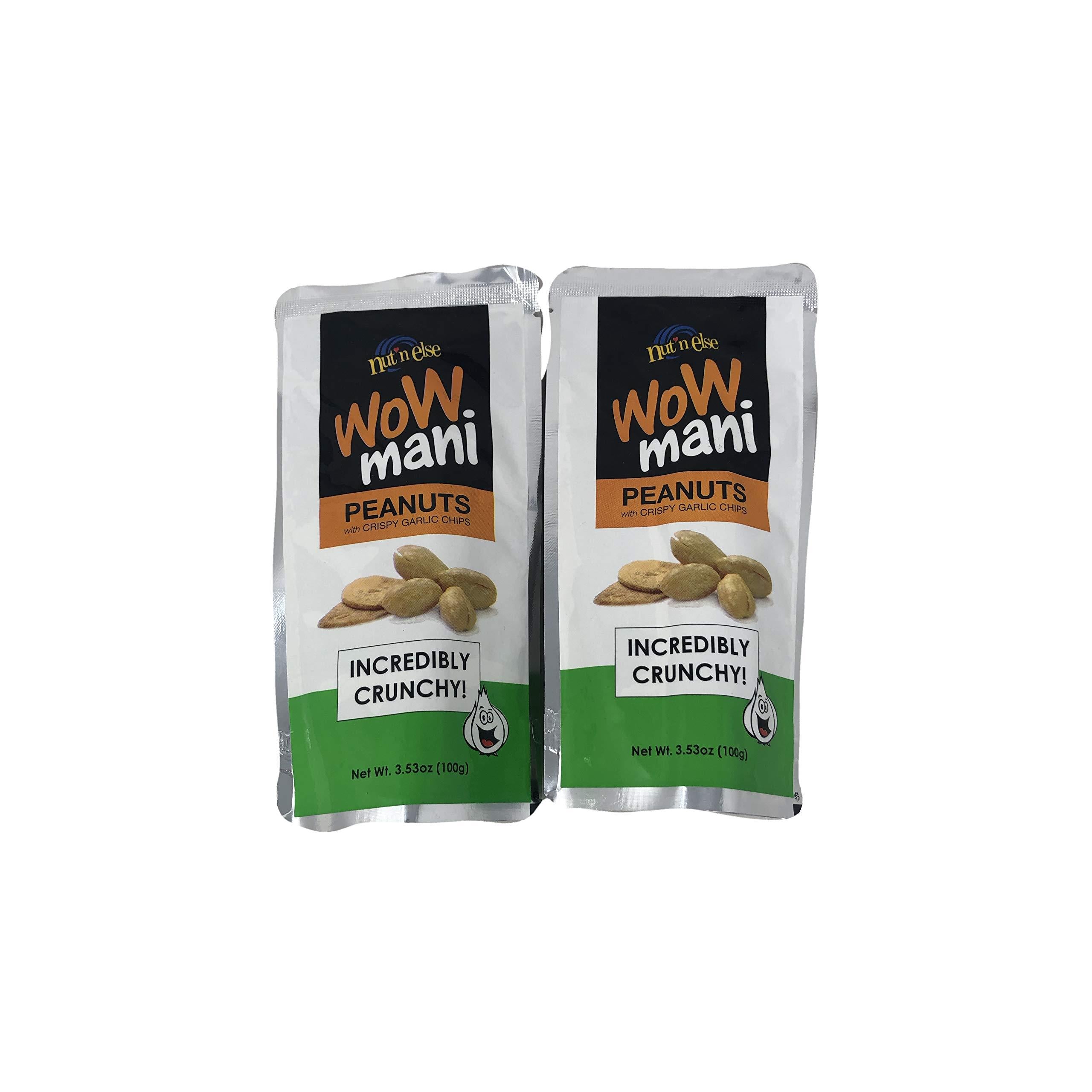 Wow Mani with Garlic Peanuts with Crispy Garlic Chips Pack of Two 3.53 Oc a Pack