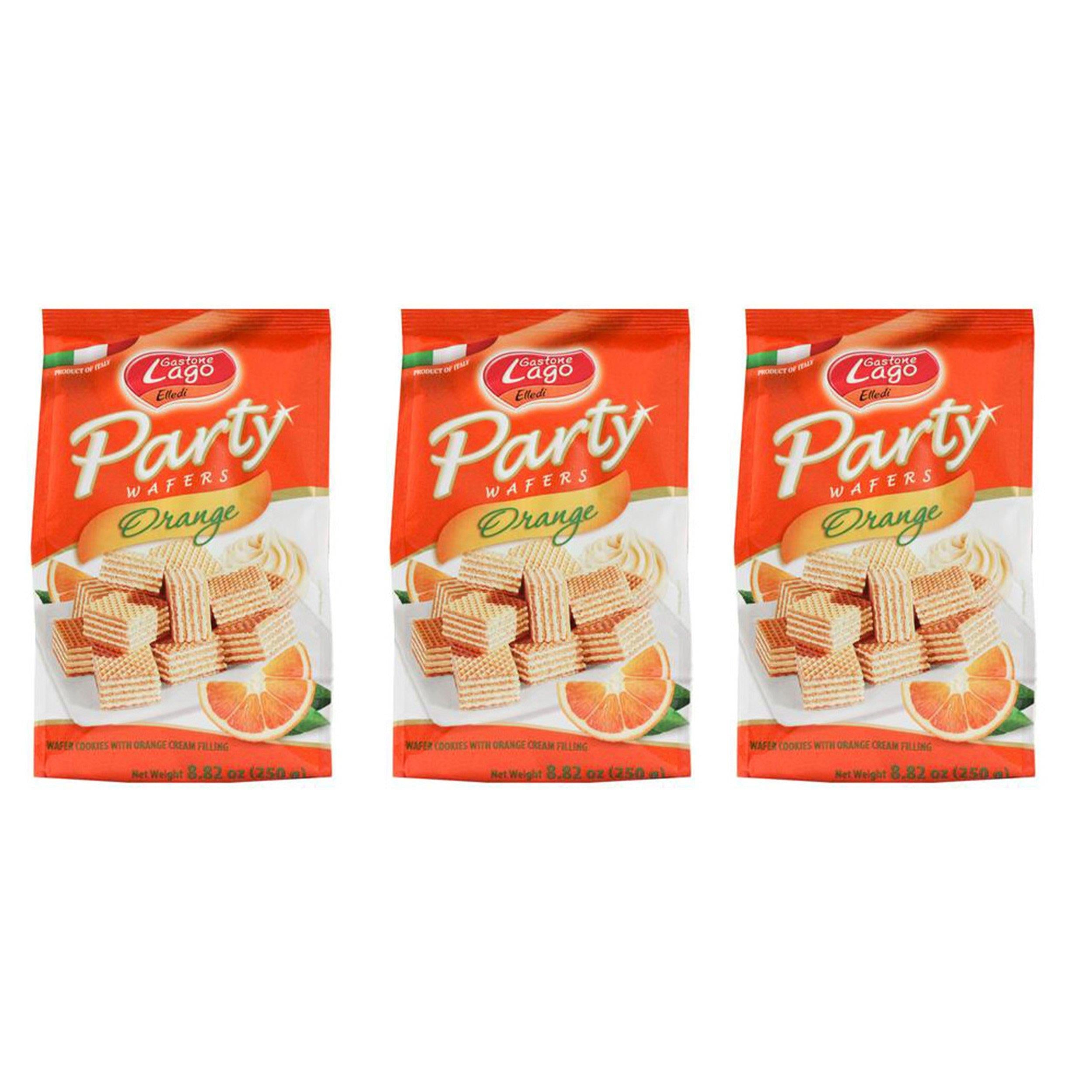 Gastone Lago Party Wafers Orange Cream Filling 8.82 oz, 250g (Pack of 3) (Orange, 3-Pack)