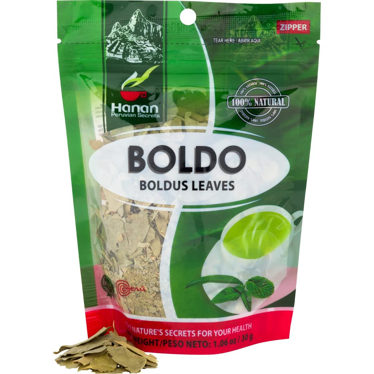 Hanan Boldo Loose Leaf Tea (Boldus) 1.1 oz (30 g) - Dried Peumus Boldus Plant Leaves from Peru