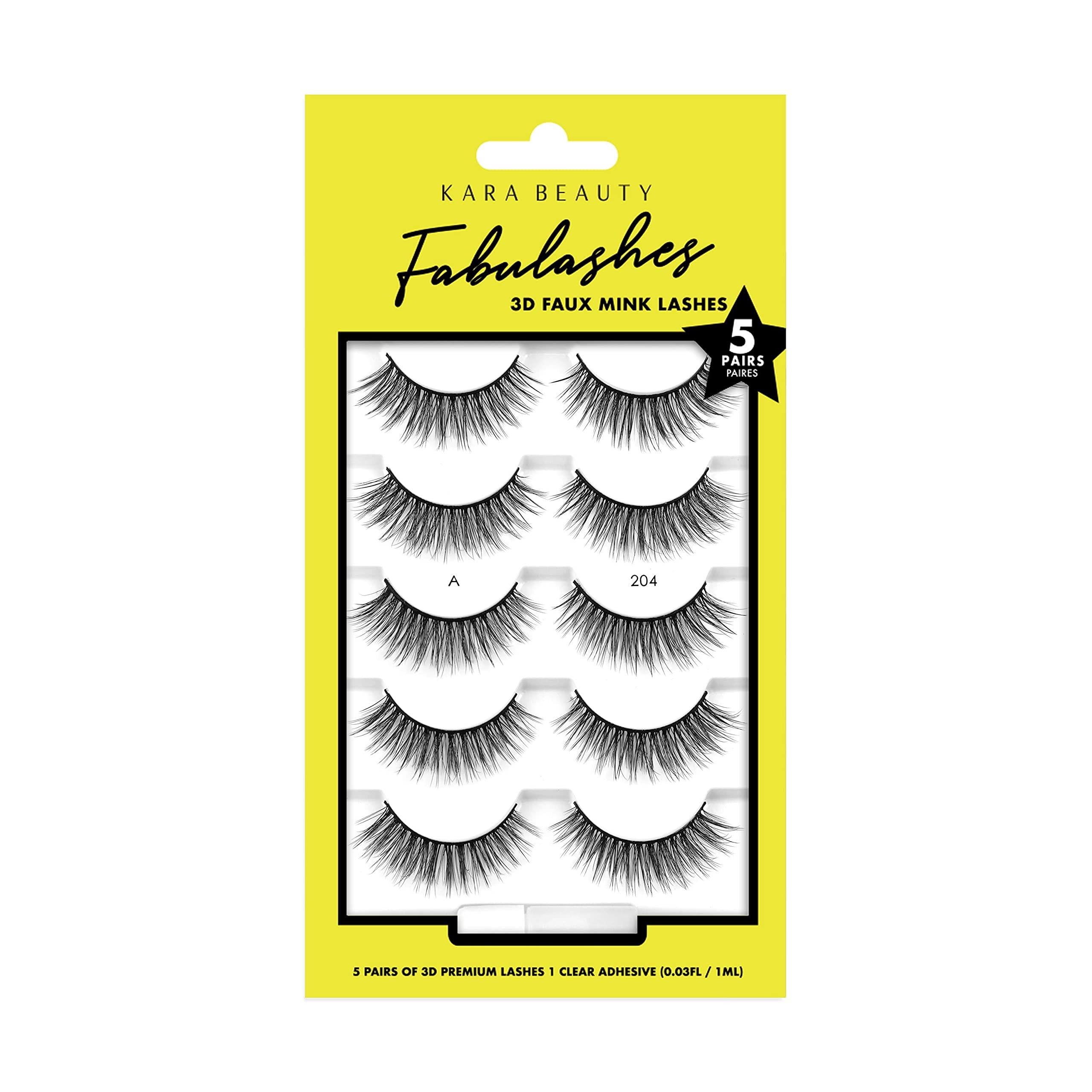 KARA BEAUTY FABULASHES 5 IDENTICAL PAIRS Multi-pack 3D Faux Mink False Eyelashes - Style KA5204