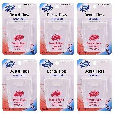 Premier Value Dental Floss Unwaxed - 100 yd (Pack of 6)