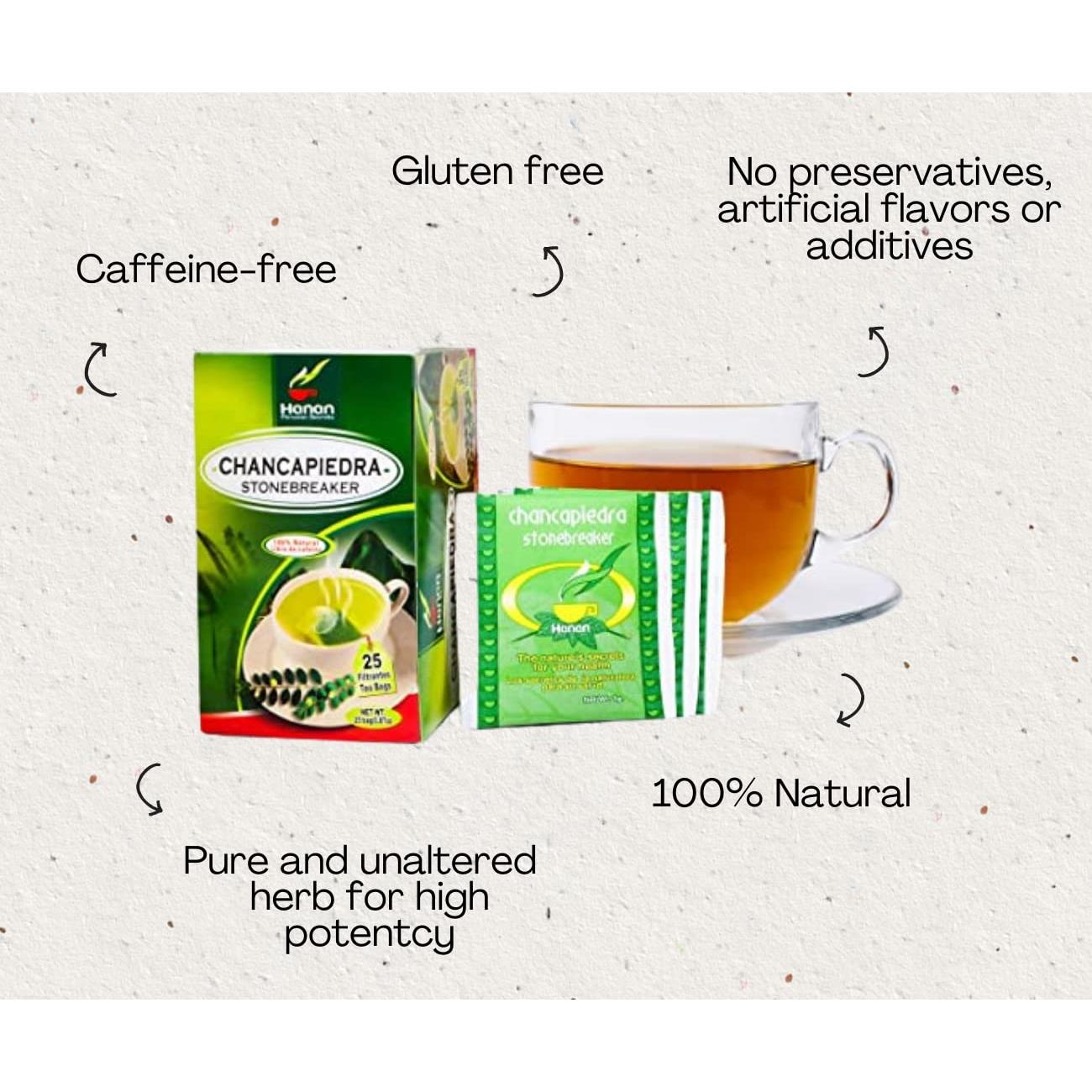 Hanan Peruvian Secrets Chancapiedra Herbal Tea | 100% Natural Stonebreaker | 25 Tea Bags | Aids in Promoting Normal Kidney Function Naturally