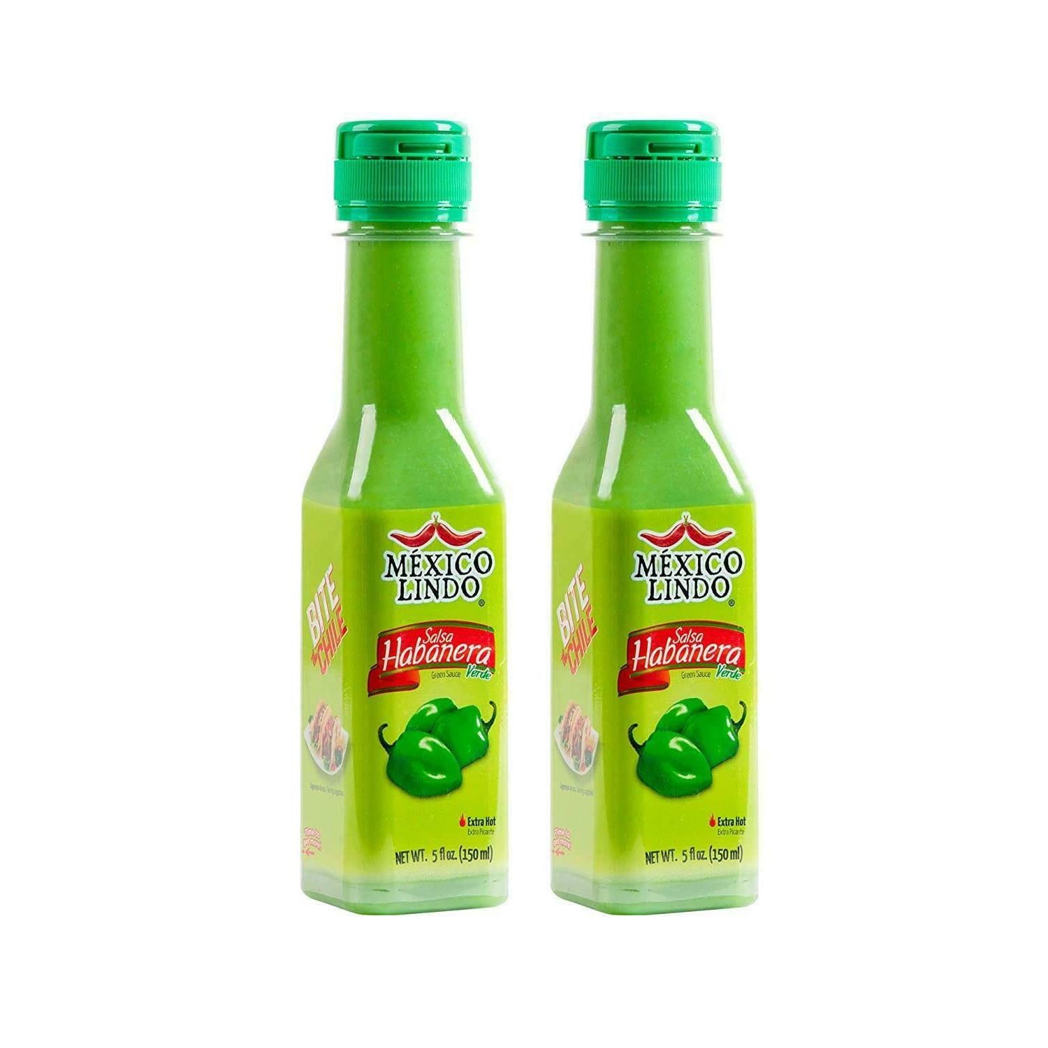 Al Amin Foods MEXICO LINDO SALSA HABANERA VERDE( Green habanero Hot Sauce), 2 Bottles 5 fl.oz (150ml)