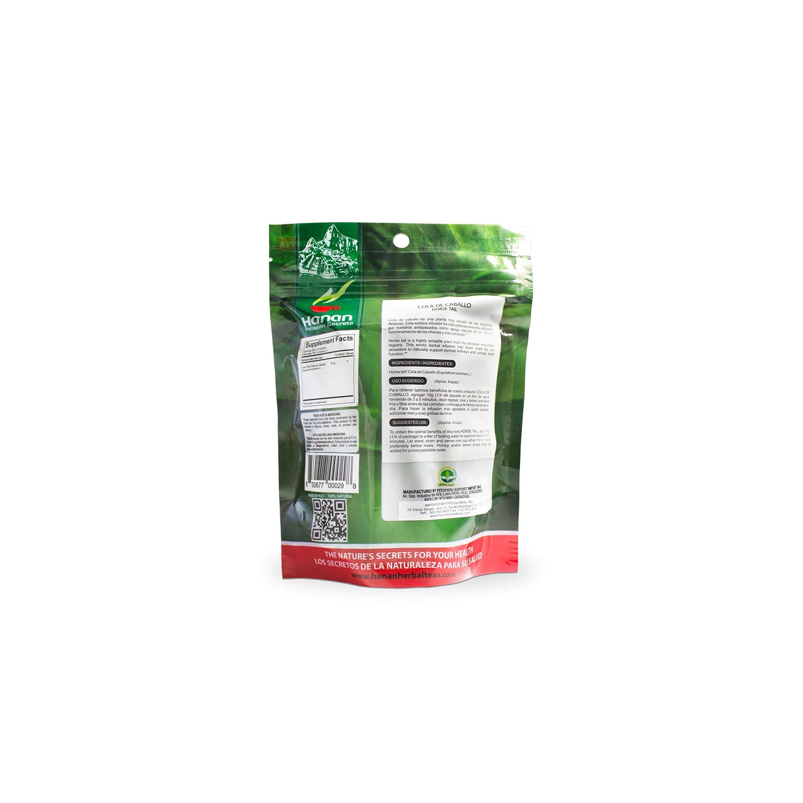 Hanan Peruvian Secrets Cola de Caballo Herbal Tea | 100% Natural Horsetail | 1.41oz / 40g | Naturally Aids in Maintaning Healthy Urinary Tract and Prostate Functions | Promotes Healthy Skin, Hair and Nails - 1 Pack