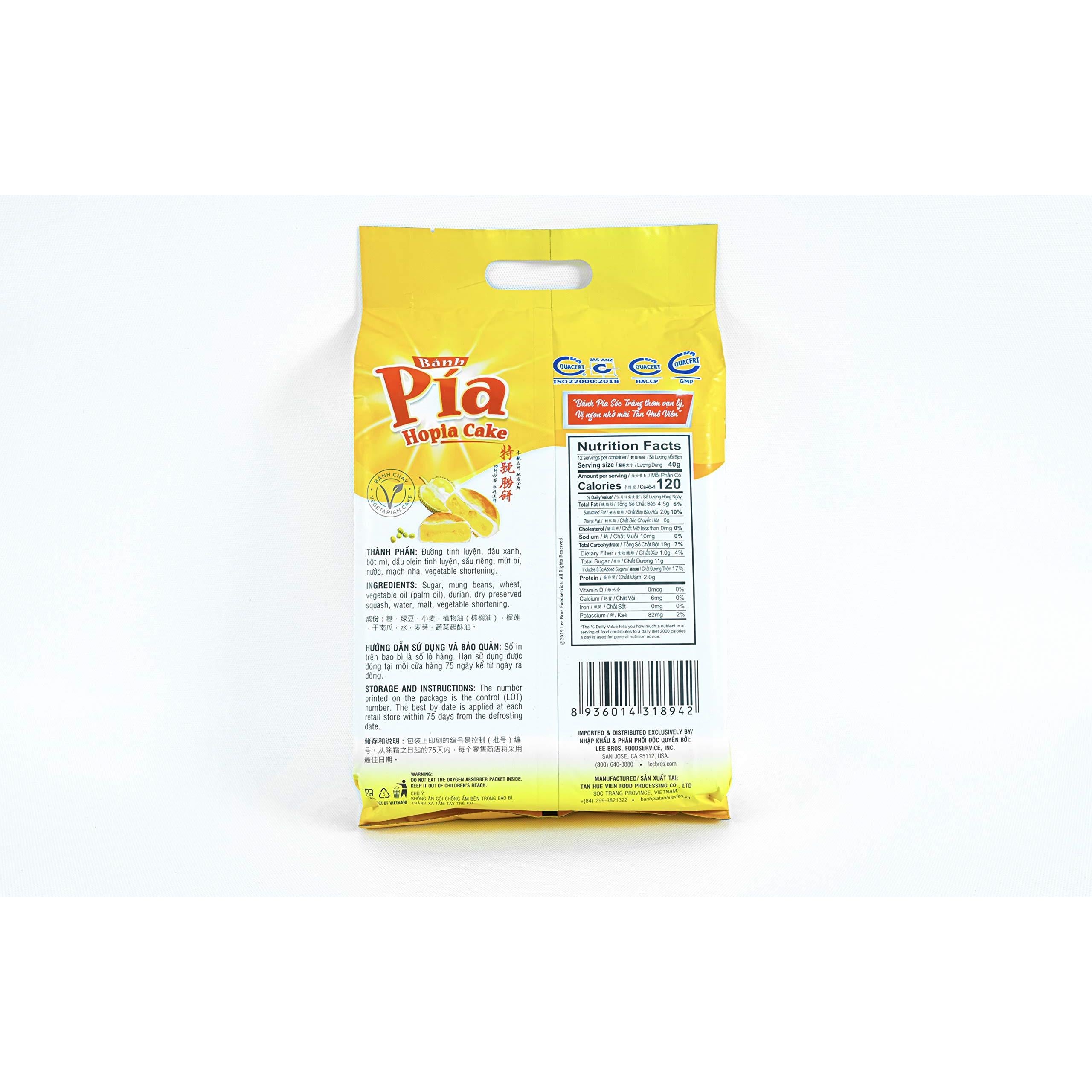 Banh Pia Pia Cake Classic Hopia Cake Tan Hue Vien – Saigon Gourmet, Mungbean and Durian Flavor, 16.8 Oz, [Pack of 1]