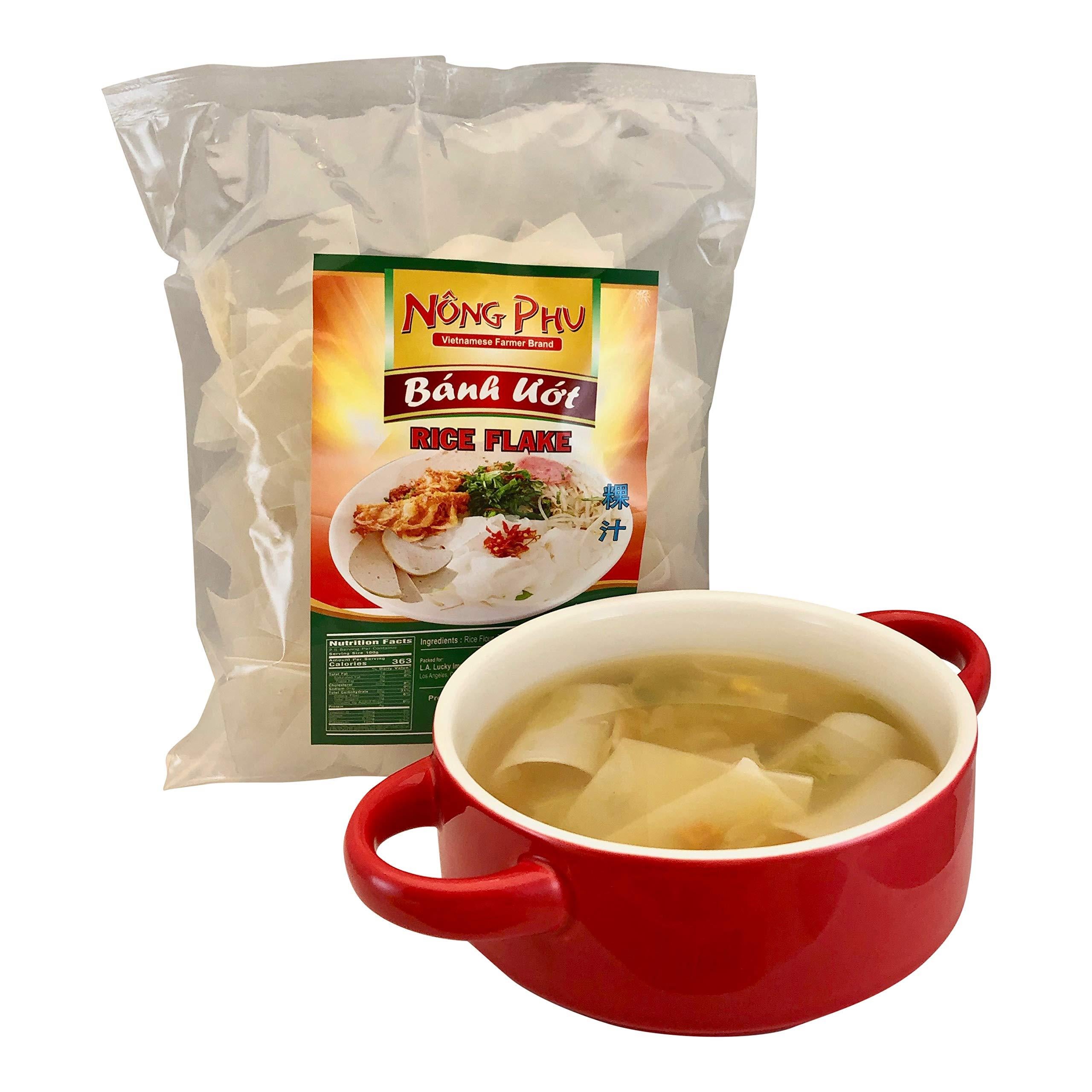 Nong Phu Rice Flakes Dry Pasta Rice Noodles, Gluten Free, 8.8 Ounce Package [Pack of 2]