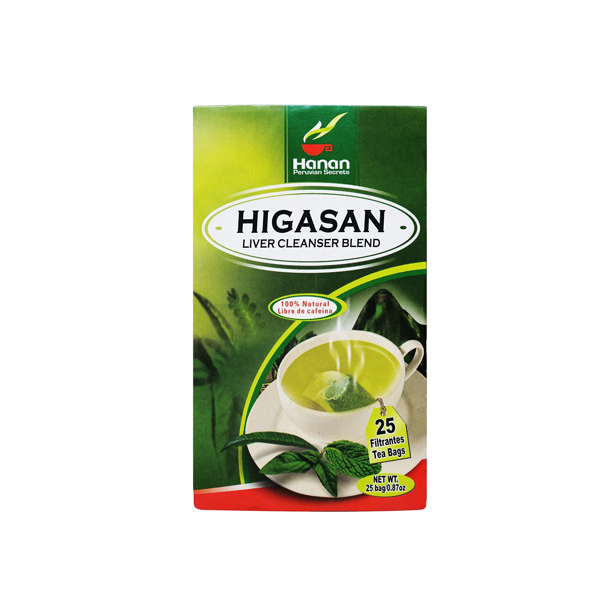 Hanan Peruvian Secrets Higasan Herbal Tea | 100% Natural Liver Cleanser | 25 Tea Bags | Naturally Aids in Cleansing the Liver and Maintaining Healthy Cholesterol Levels
