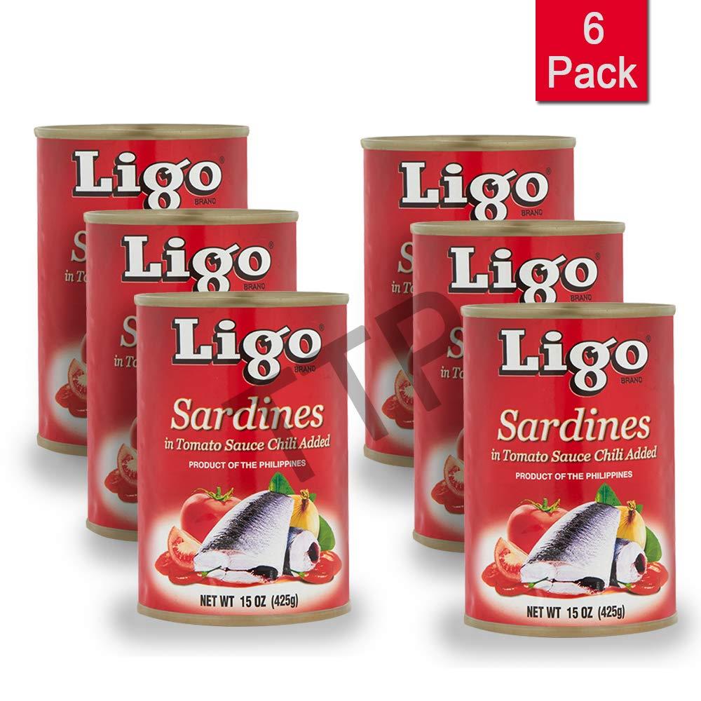 Ligo Sardines in Tomato Sauce with Chili Added (Spicy) - 5.5oz (Pack of 6])