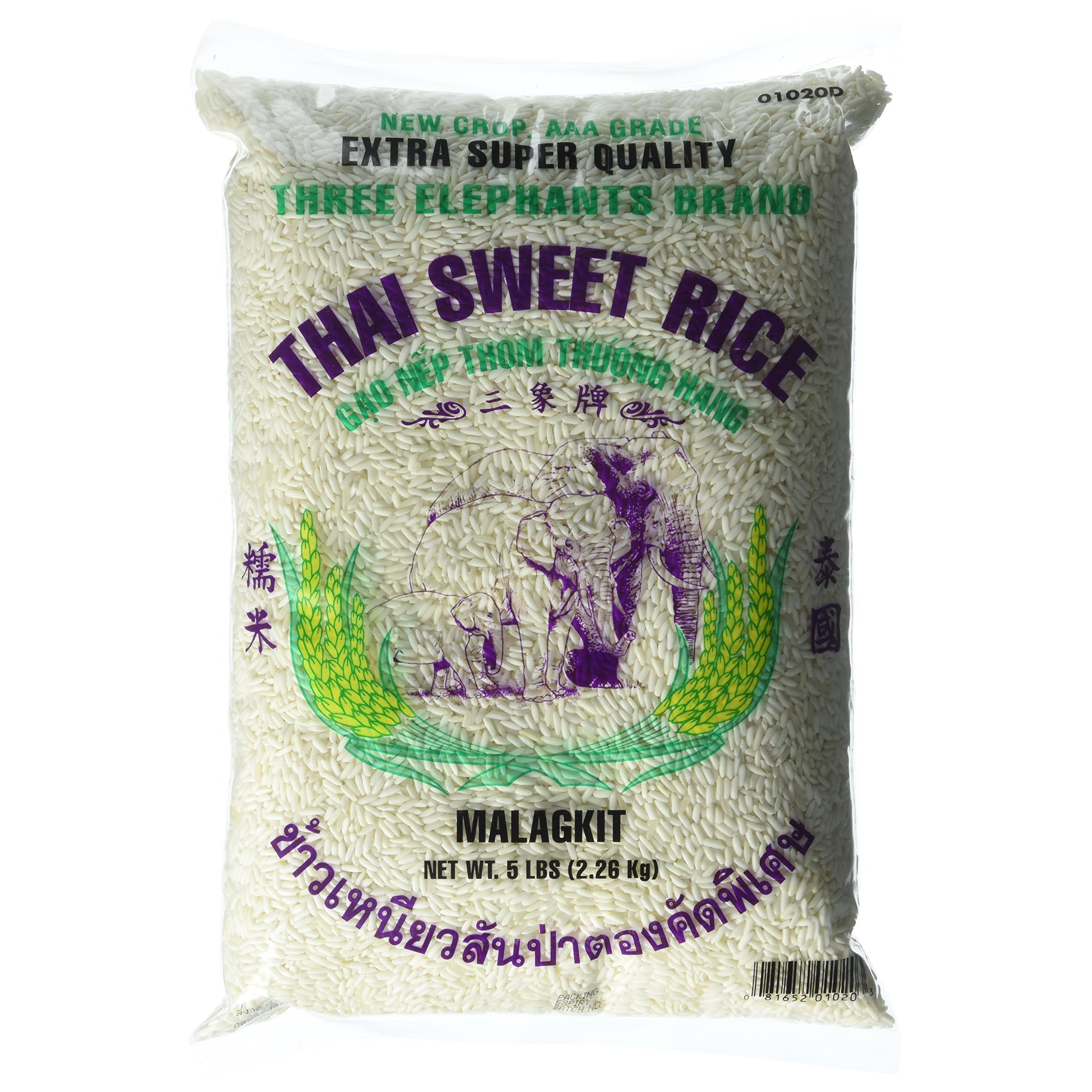 Three Elephants Thai Sweet Rice 5 Pound, 80 Ounce