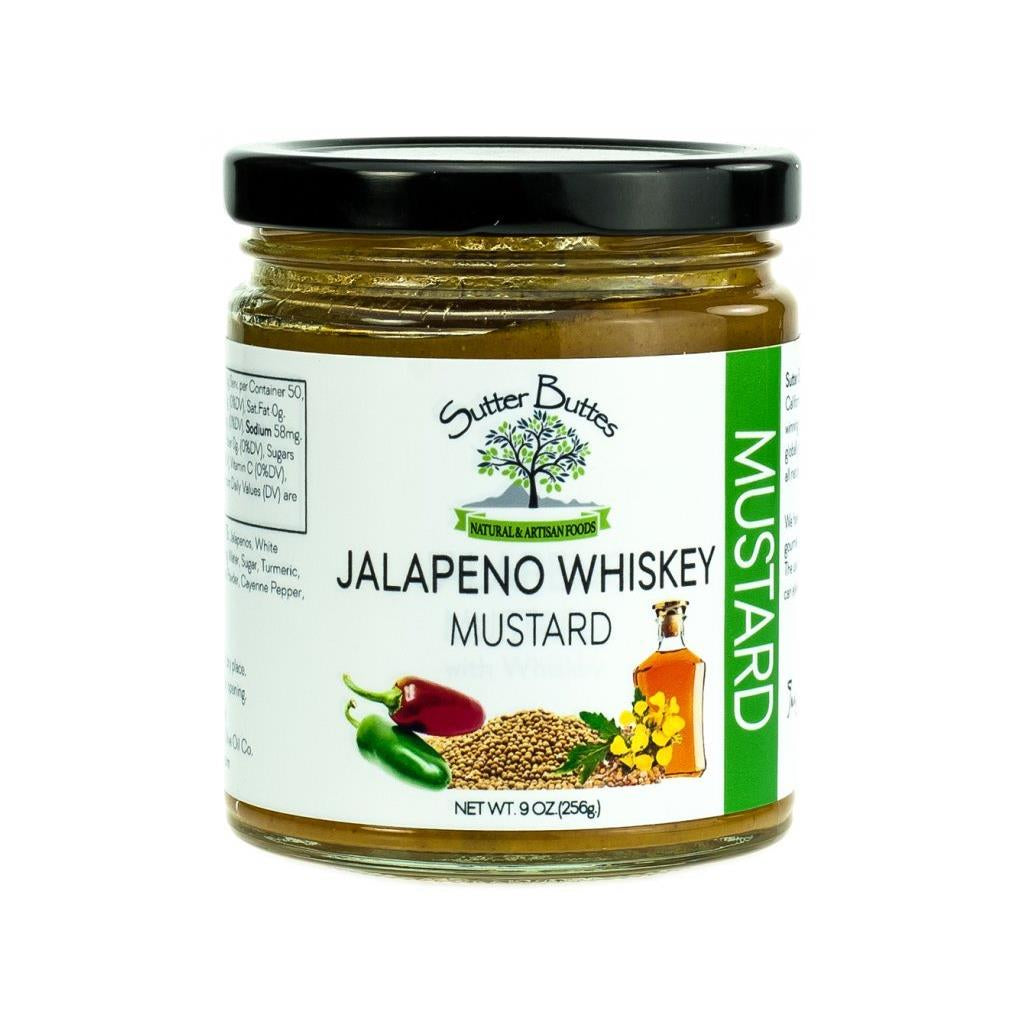 Sutter Buttes Jalapeno Whiskey Mustard (9oz jar) Premium Gourmet Mustard Infused with Spicy Jalapeno Peppers and Aged Tennessee Whiskey, Award-Winning Flavor