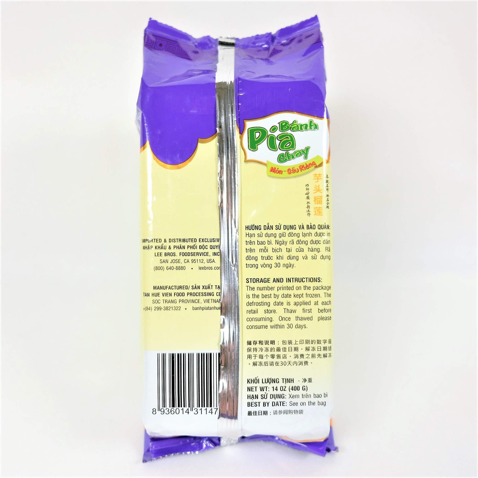 Banh Pia Pia Cake Hopia Cake Tan Hue Vien - Saigon Gourmet, Taro & Durian Flavors, 14 Oz, [Pack of 1]
