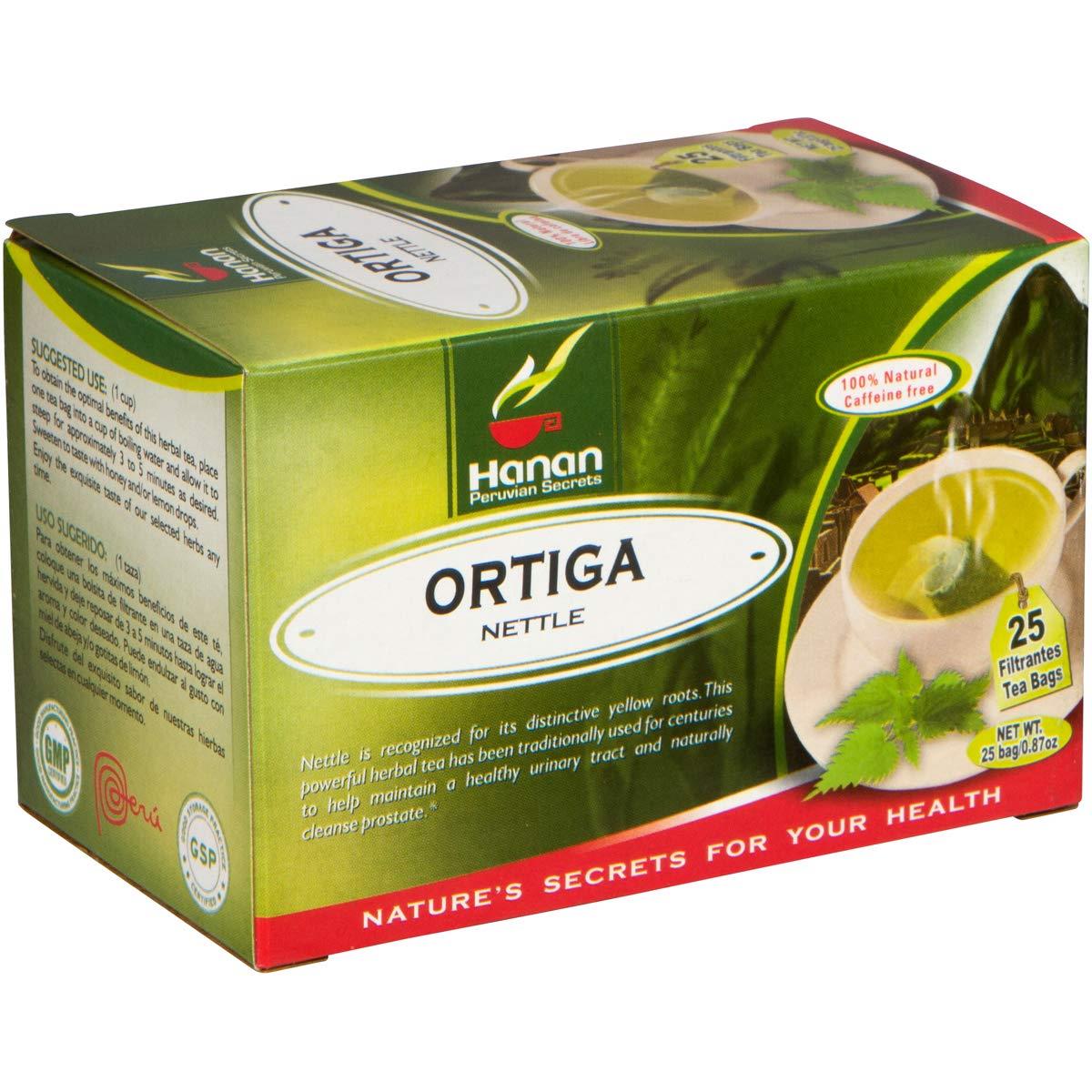 Hanan Nettle Tea - 25 Tea Bags of Stinging Nettle Leaf and Root - All-Natural Herbal Tea of Wild Nettles Leaves from Peru