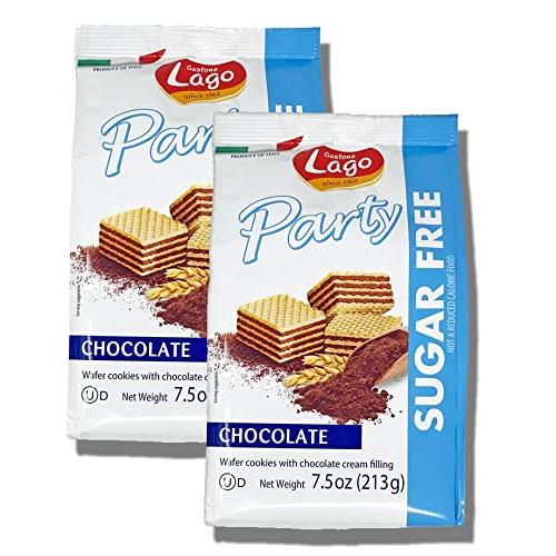 Gastone Lago Party Wafers Cookies 7.5 oz, 213 g (Chocolate Sugar Free, 2-Pack)