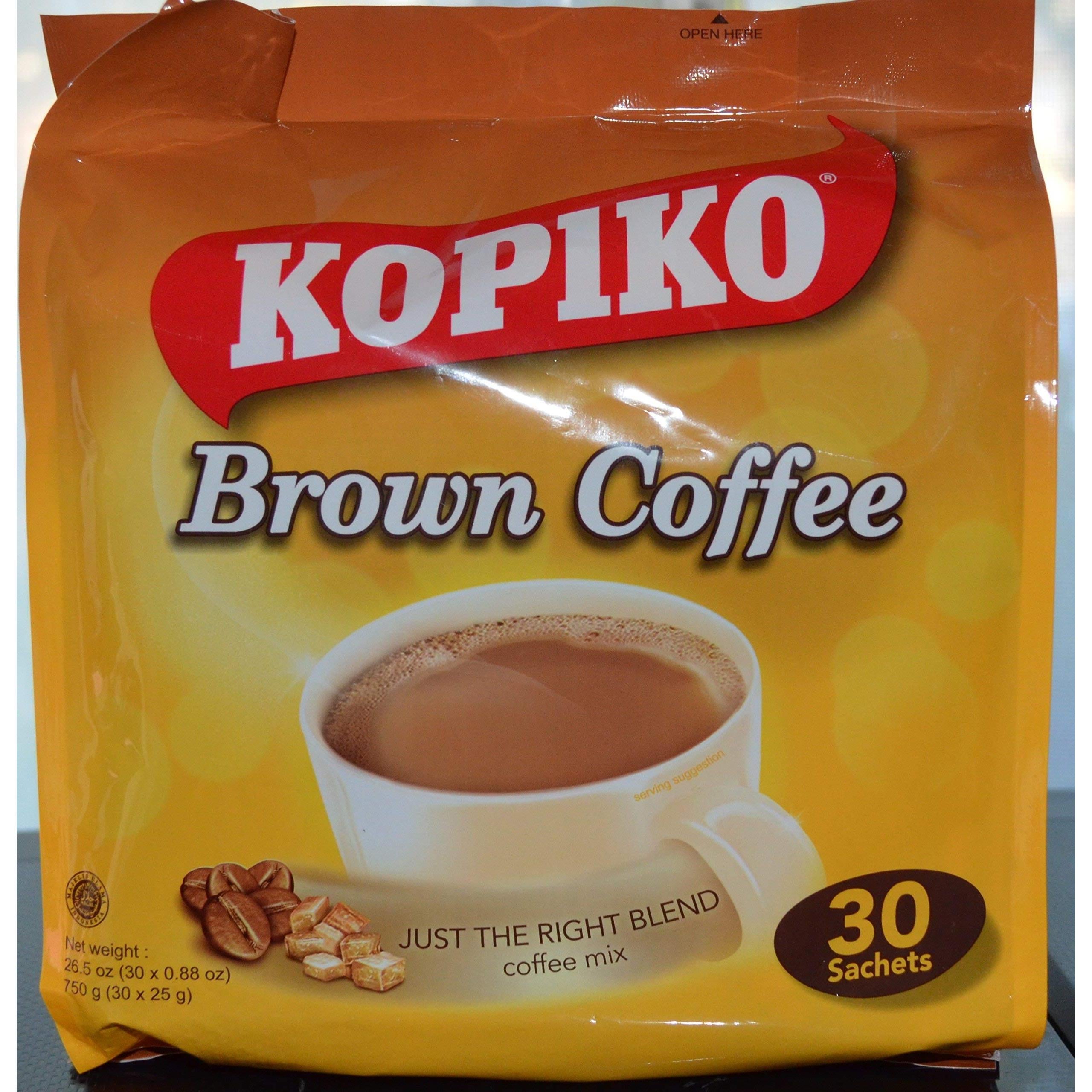 Kopiko Instant 3 in 1 Brown Coffee Mix with Creamer and Sugar 30 Count Per Bag, Set of 3