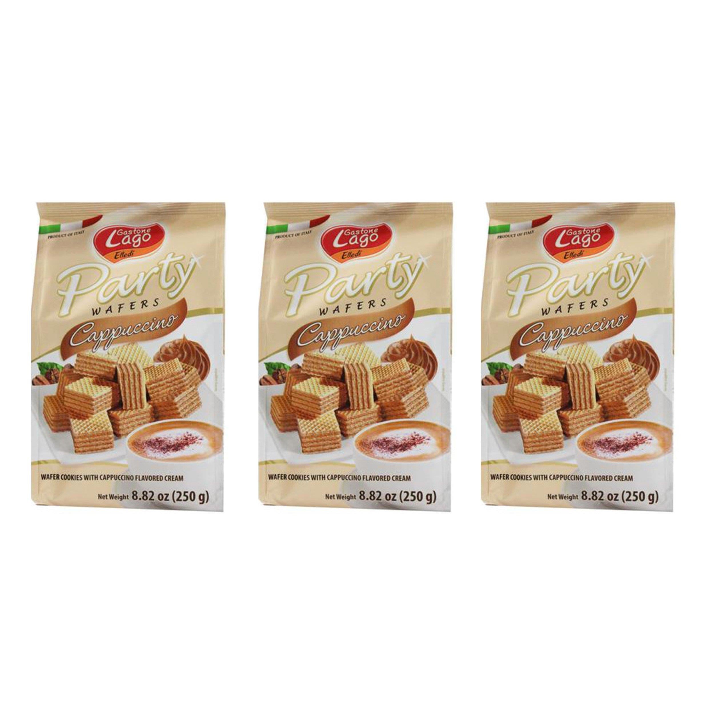 Gastone Lago Party Wafers Cappuccino Cream Filling 8.82 oz, 250g (Pack of 3)