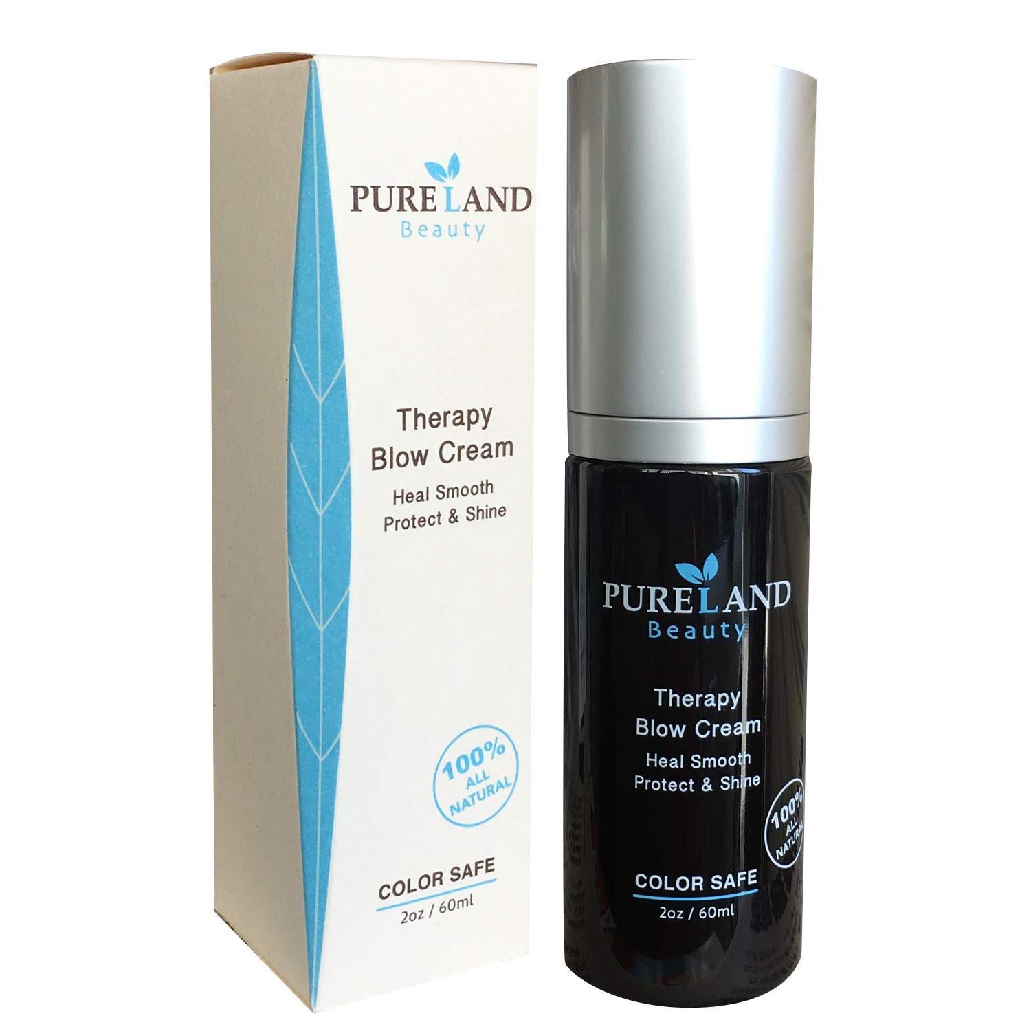 PURELAND Beauty Therapy Blow Cream, All Natural Leave-In Hair Repair Treatment - Heal, Smoothe, Protect and Shine any Hair Type - 2 oz.