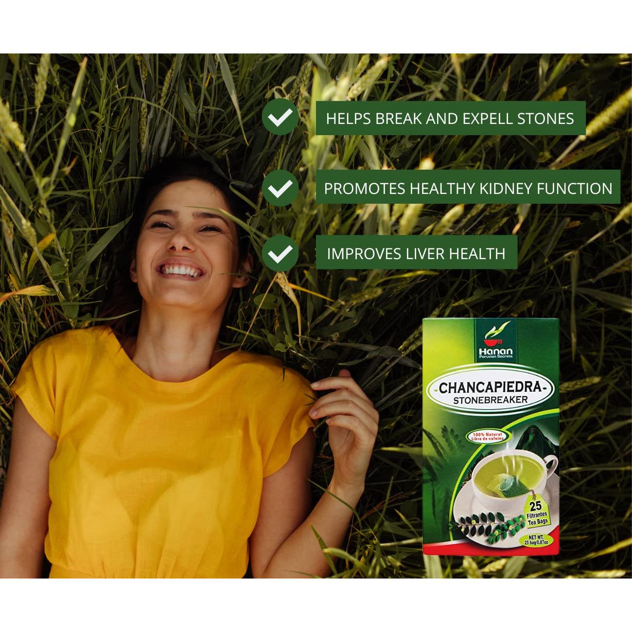 Hanan Peruvian Secrets Chancapiedra Herbal Tea | 100% Natural Stonebreaker | 25 Tea Bags | Aids in Promoting Normal Kidney Function Naturally