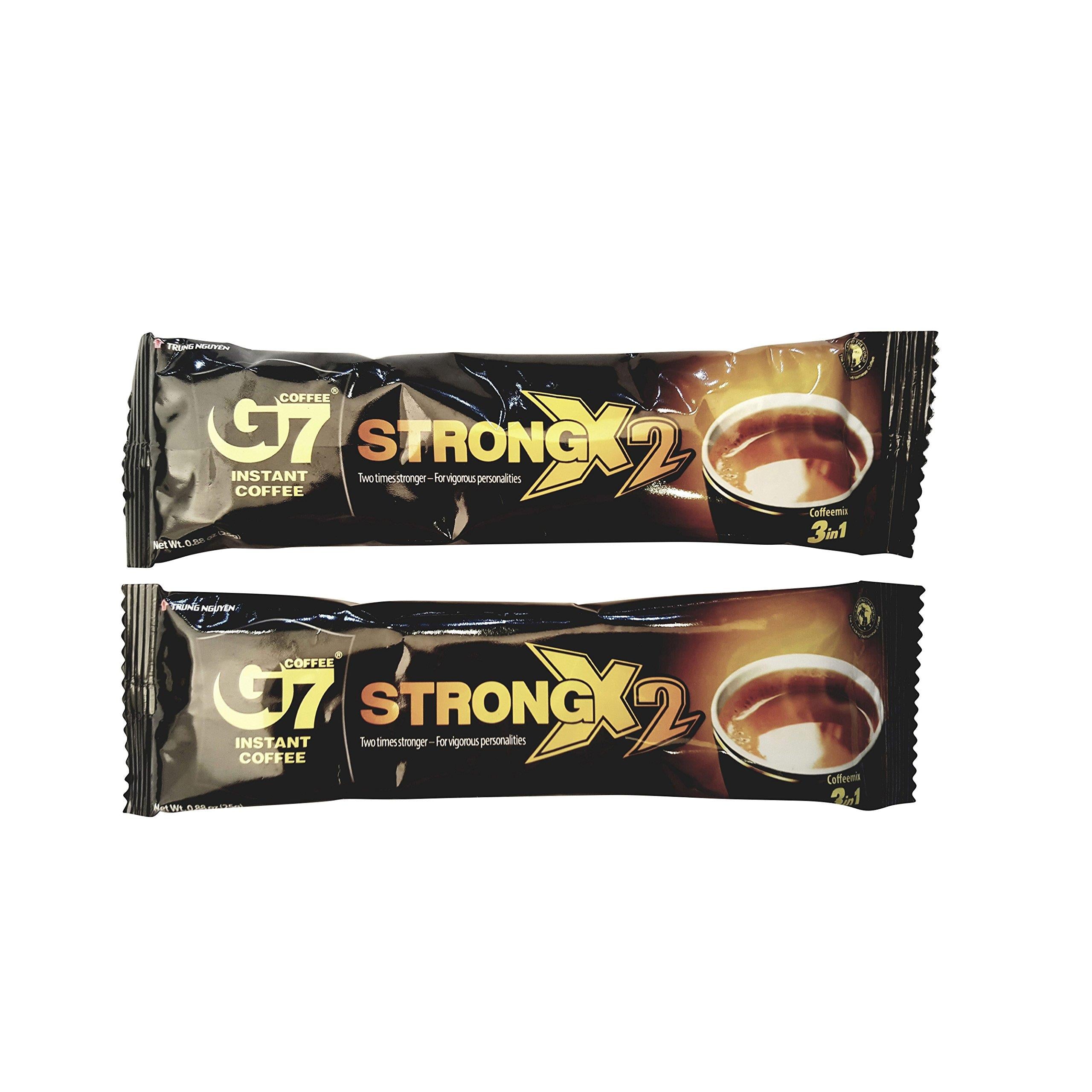 Trung Nguyen - G7 Strong X2 3 In 1 Instant Coffee - 24 sticks | with Creamer and Sugar, (24 sticks x 25gr/stick)