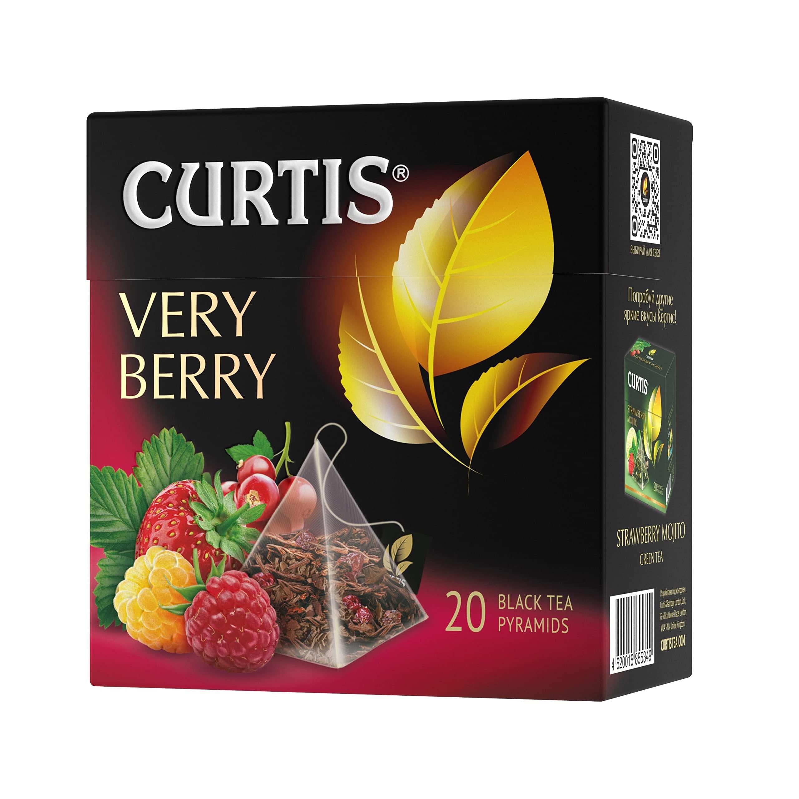 CURTIS Black Tea Very Berry (20 Tea Pyramid Sachets) with Wild Berries Mix